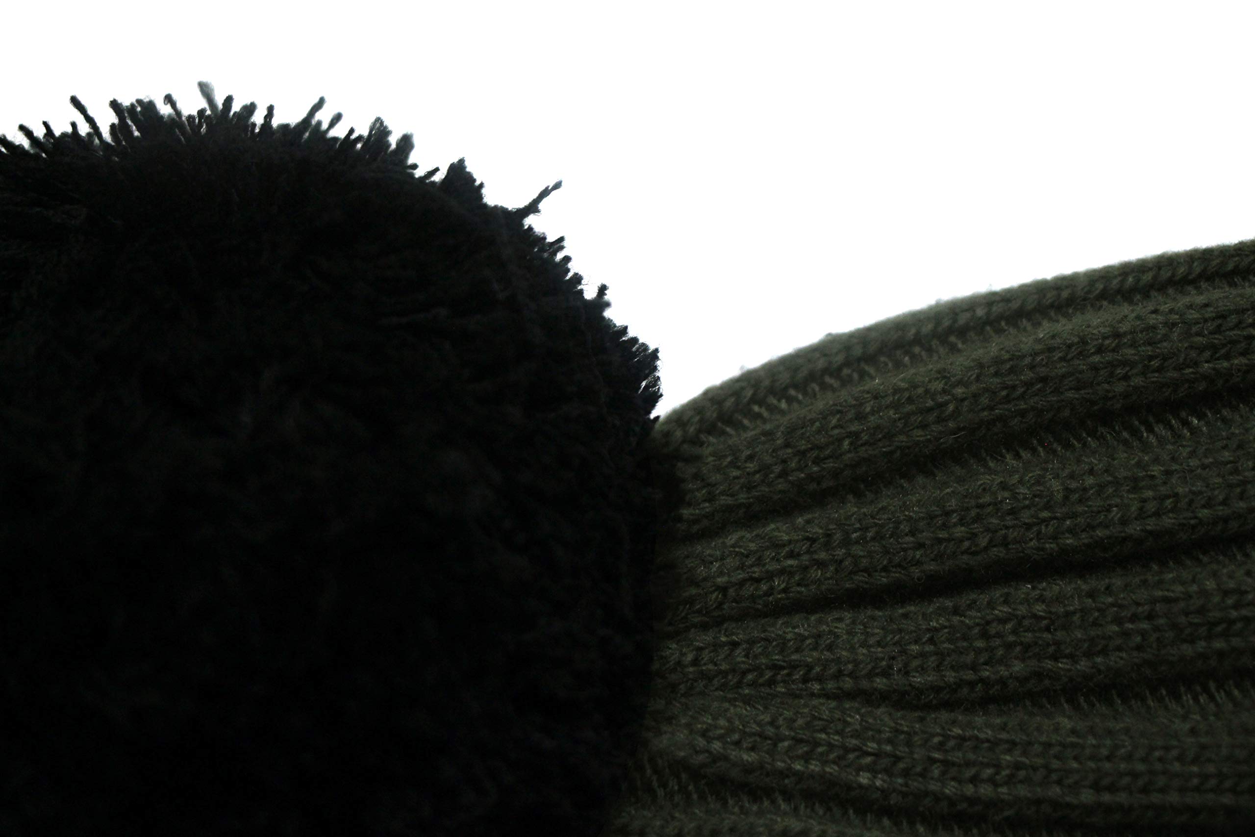 Olive Slouchy Beanie - Ribbed Knit Winter Hat with Large Yarn Pompom - Warm & Stylish for Women & Men - Perfect for Cold Weather, Snow Days & Outdoor Activities