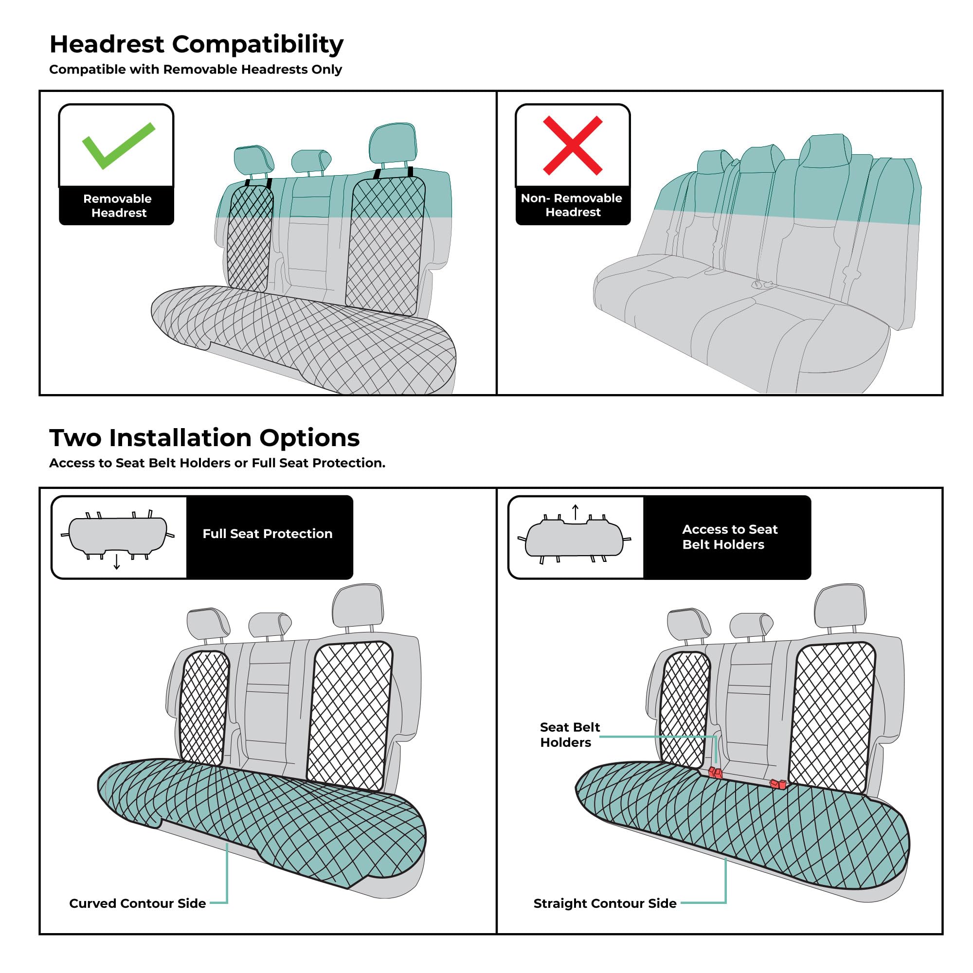 Premium FH Group Black Faux Leather Car Seat Cushion - Universal Fit Rear Seat Cover with Non-Slip Silicone Backing for SUV, Sedan, Van - Comfort & Support for Long Drives, Road Trips & Daily Commutes