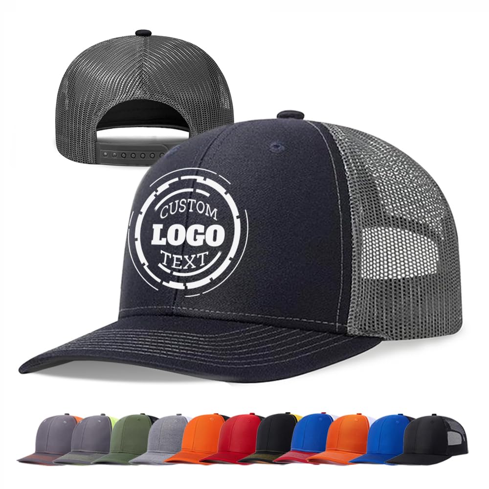 Custom Trucker Hats for Men & Women - Bulk Personalized Baseball Caps with Logo/Text/Photo - Design Your Own Promotional, Team or Fashion Hat for Events, Sports & Outdoor Activities