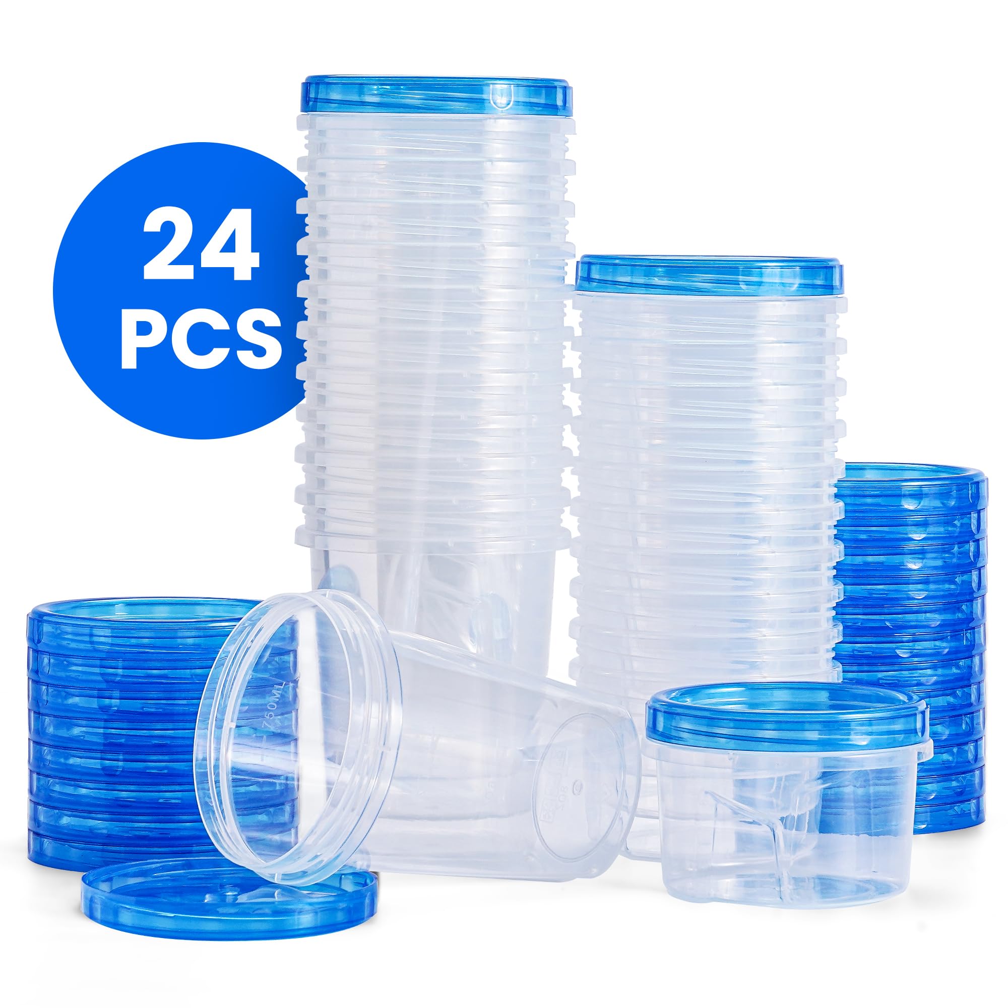 48-Piece Freezer Storage Containers Set with Twist-Top Lids (32oz & 16oz) - BPA-Free Plastic Meal Prep Containers with Secure Screw Lids - Perfect for Soup Storage, Meal Prepping, Lunch Box & Gym Food Organization
