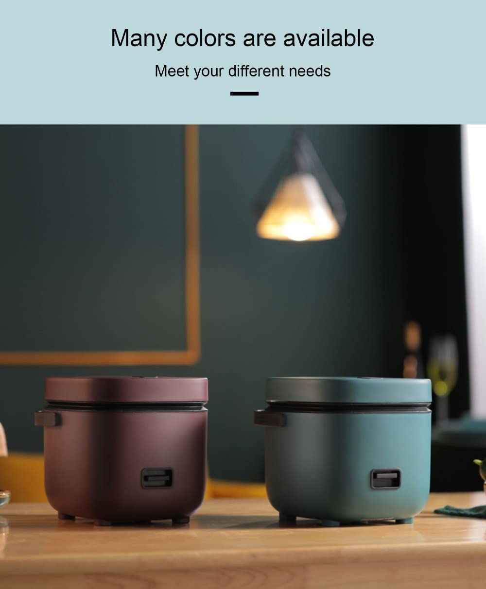 1.2L Mini Rice Cooker - Multi-Function Small Rice Cooker with Removable Nonstick Pot for Cooking Rice, Soup, Stews & Oatmeal, Perfect for 1-3 People, Compact & Portable for Dorms, Offices & Small Kitchens, Brown