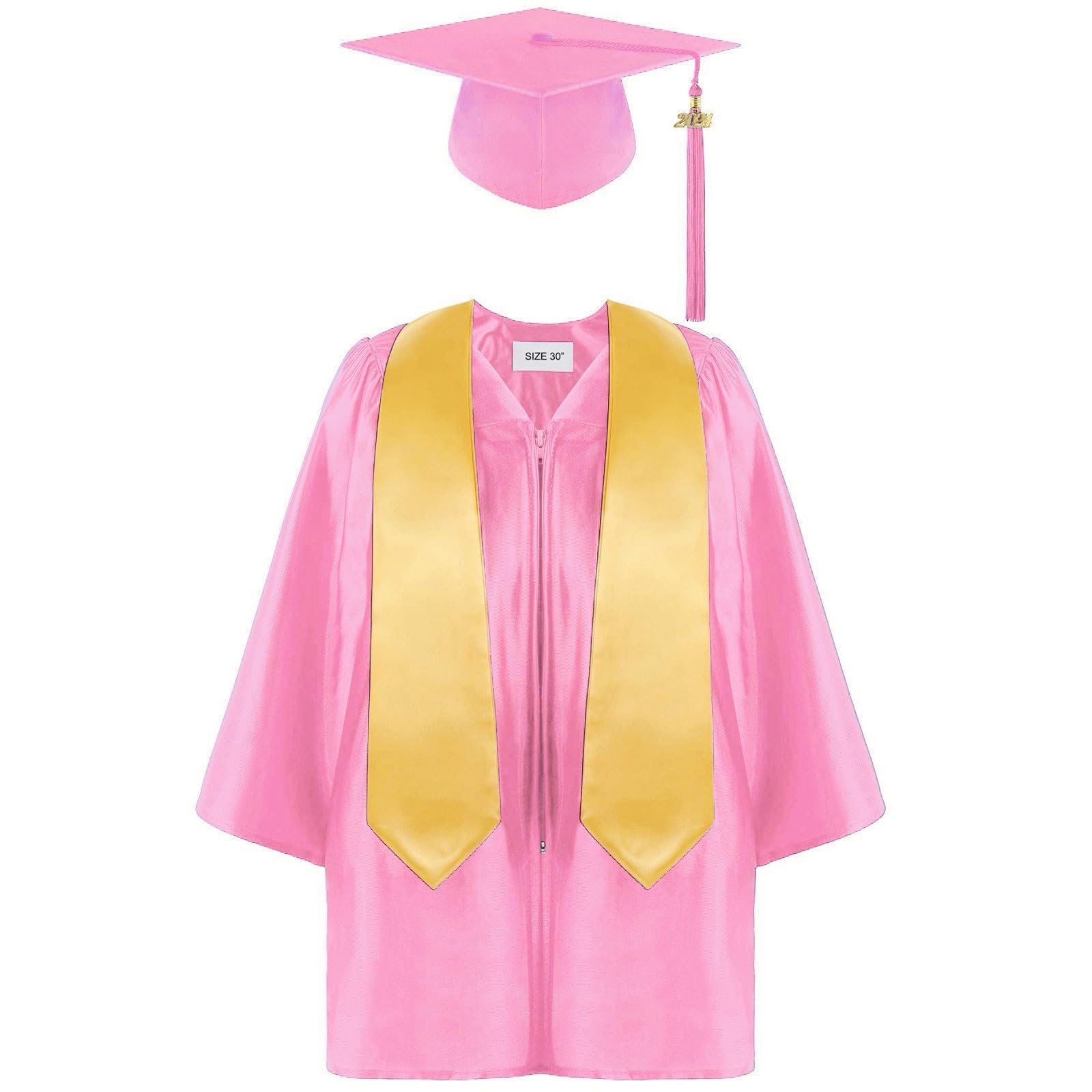 2024 Graduation Gown Set for Kids - Cap, Stole & Tassel - Preschool, Pre-K, Kindergarten to 5th Grade Unisex Outfit for Boys & Girls - Perfect for School Ceremonies, Graduation Photos & Special Occasions