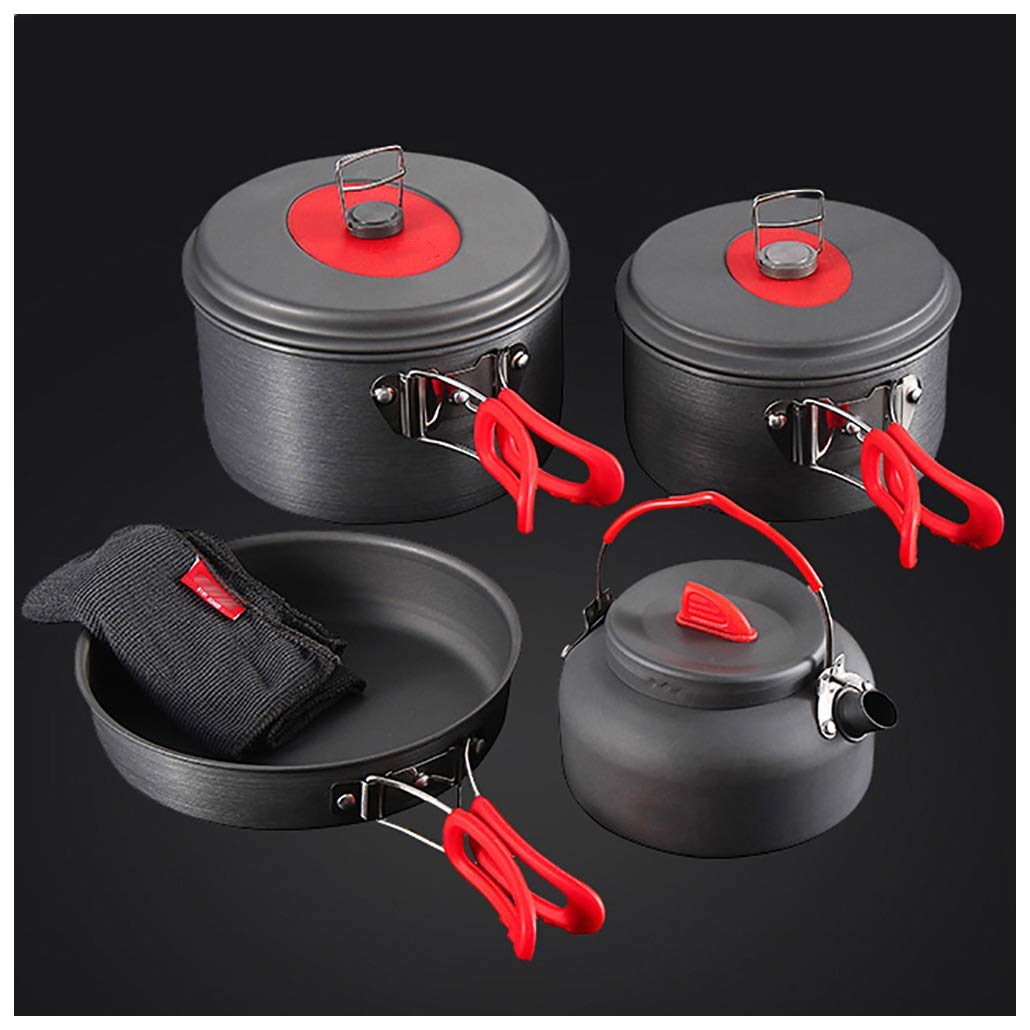 YPEZ 4-Piece Camping Cookware Set - Lightweight Backpacking Cooking Kit for 4-5 People | Perfect for Outdoor Adventures, Hiking & Family Camping Trips