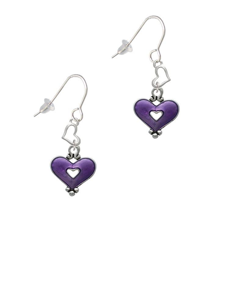 Silver Heart Cutout French Earrings - Elegant Jewelry for Women