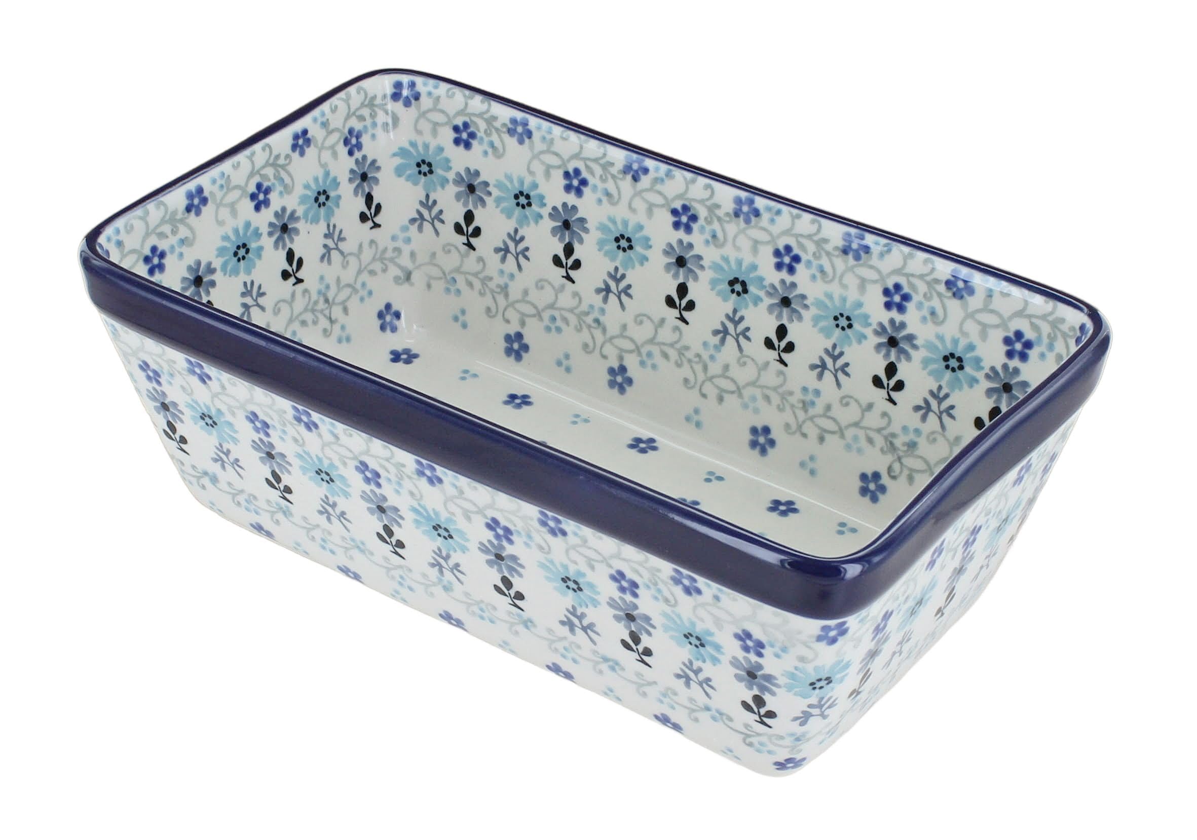 Blue Rose Polish Pottery Celeste Loaf Baker - Handmade Ceramic Bread Pan for Baking Artisan Loaves, Perfect for Home Bakers & Gift Giving