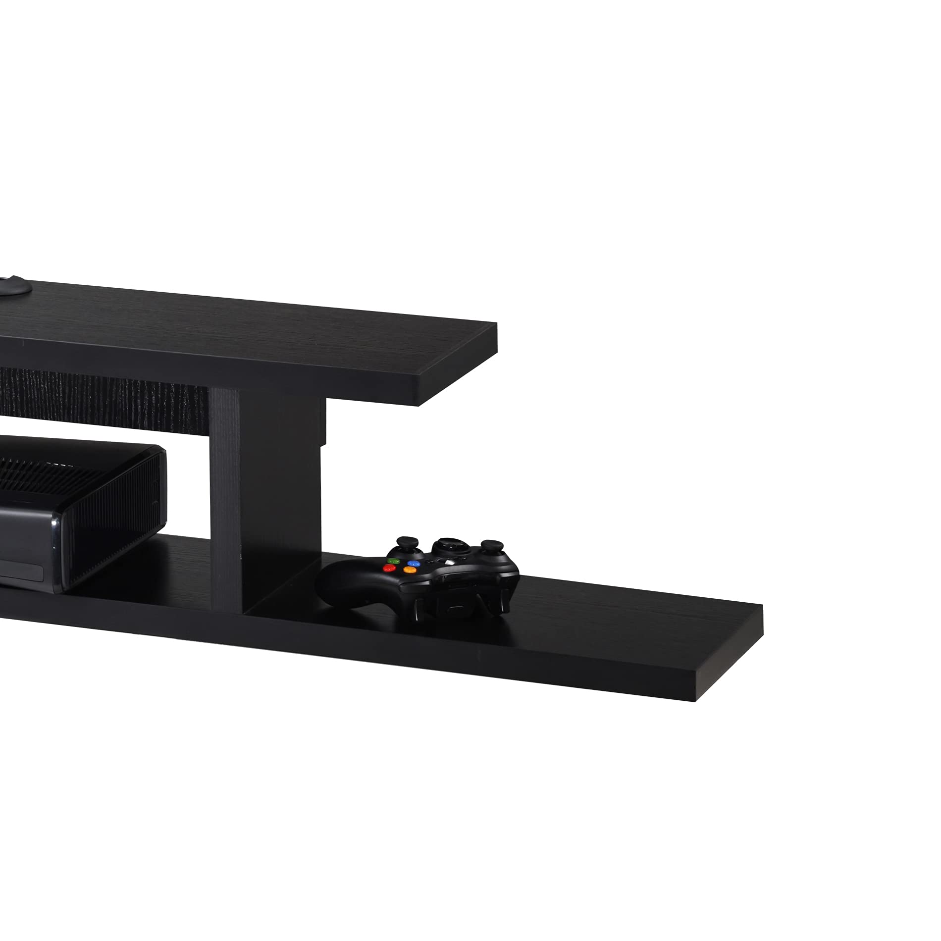FITUEYES 50 Inch Modern Floating TV Stand with Adjustable Yellow LED Lights - Wall Mounted Under TV Shelf, Entertainment Center Media Console with Storage - Perfect for Living Room, Bedroom & Home Theater Setup - Black Wood Grain Finish