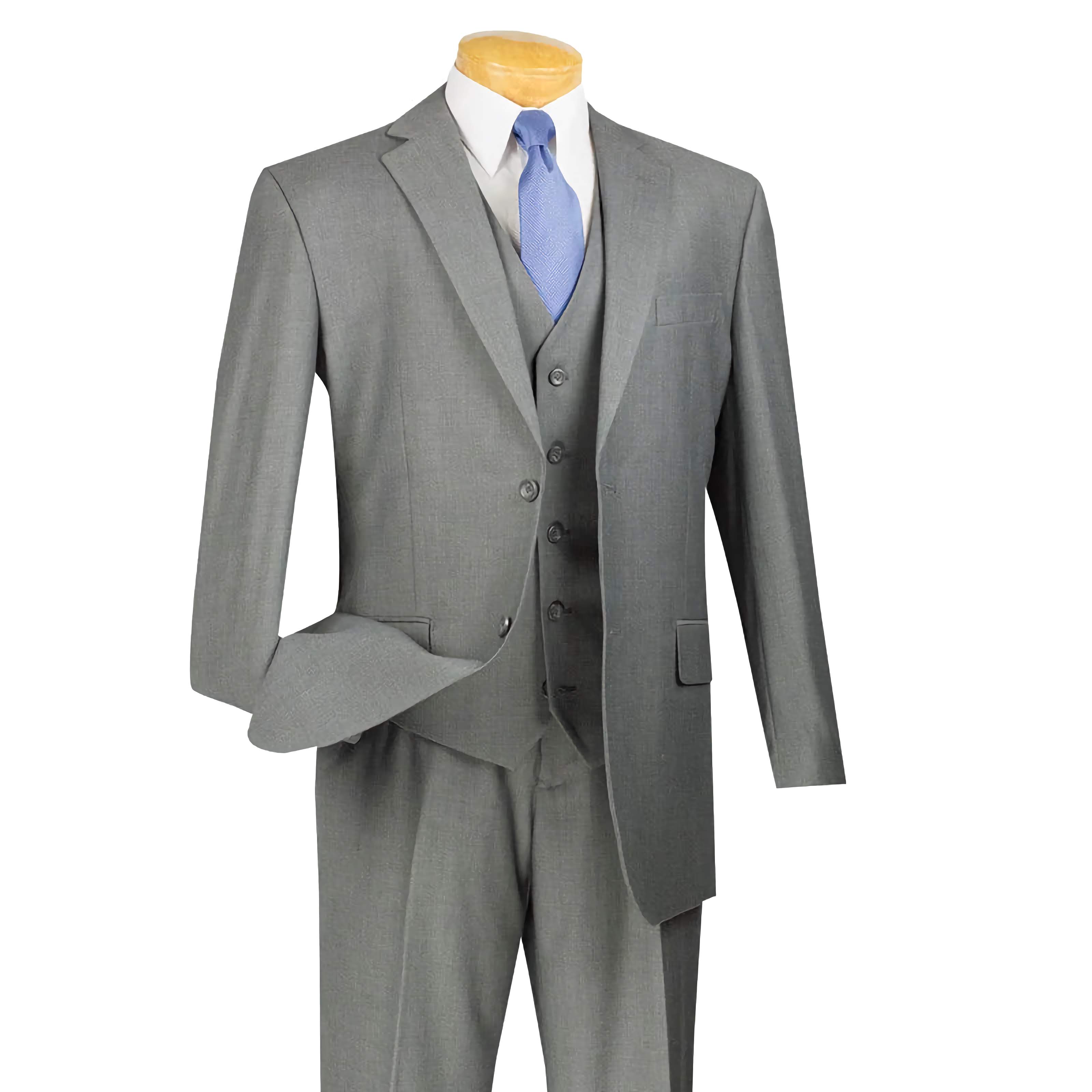 Premium 3-Piece Regular Fit Suit for Men - 2 Button Medium Gray Business Formal Attire for Office, Weddings & Special Events