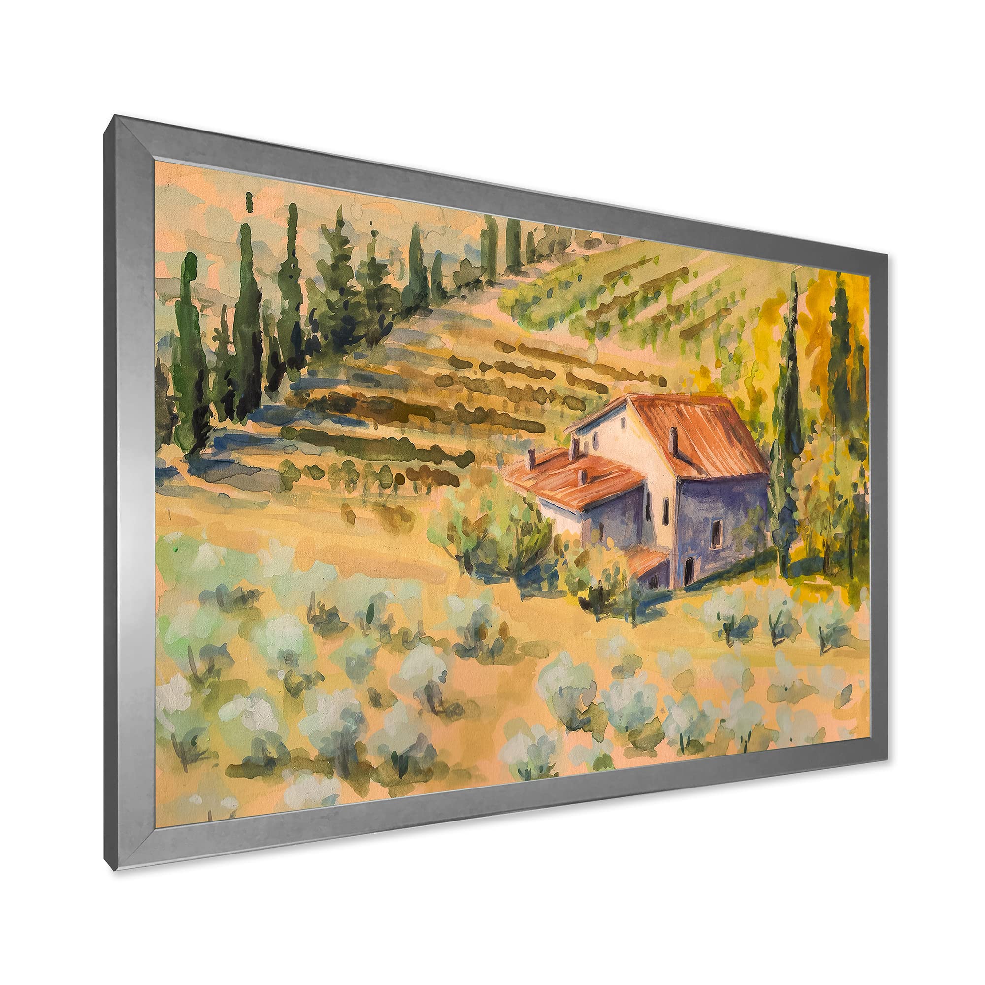DesignQ Little Farm Countryside Framed Wall Art - Rustic Farmhouse Decor for Living Room, Bedroom & Kitchen