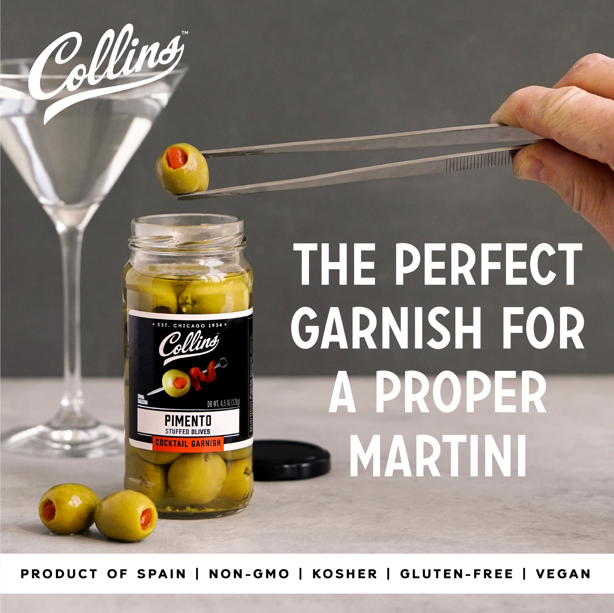 Gourmet Martini Pimento Olives 4.5 oz (127g) - Premium Stuffed Olives for Cocktails, Charcuterie Boards & Mediterranean Recipes