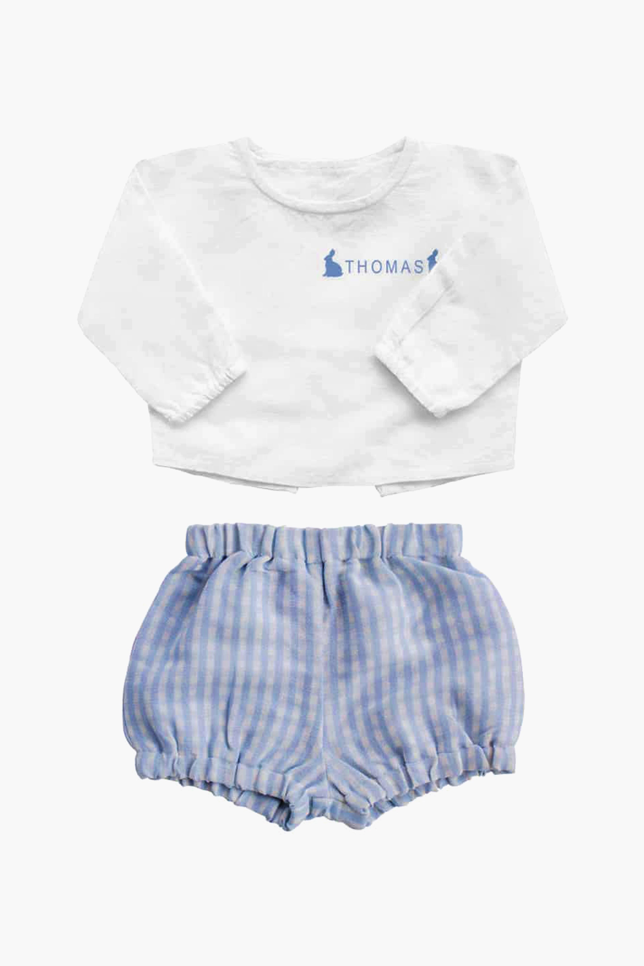 Boys White Shirt & Pale Blue Gingham Shorts Set - Stylish Summer Outfit for Kids | Perfect for Birthday Gifts, School Photos & Family Occasions