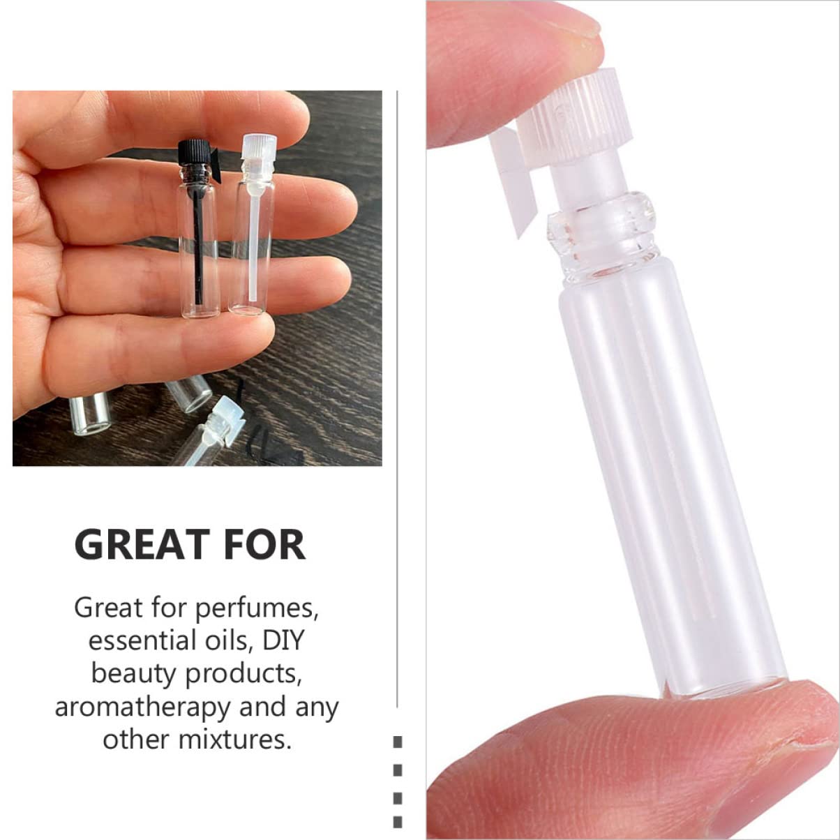 100pcs Clear Glass Perfume Sample Vials - Essential Oil Bottles with Dropper & Spray Cap - Mini Travel Bottles for Perfume, Aromatherapy, DIY Blends - Perfect for Terrariums, Gift Samples & On-the-Go Use