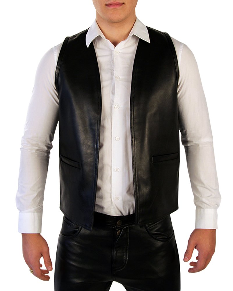 Premium Black Leather Vest for Men - Smooth Bockle Genuine Leather Biker Jacket - Stylish & Durable for Motorcycle Riding, Casual Outfits & Outdoor Adventures