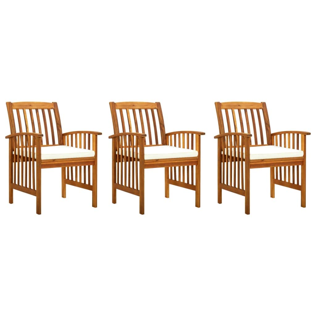 Stylish Acacia Wood Dining Chairs Set of 3 with Cushions - Perfect for Bistro, Cafe, Patio, Kitchen & Indoor Dining Room - Durable Outdoor/Indoor Furniture for Home & Restaurant Use