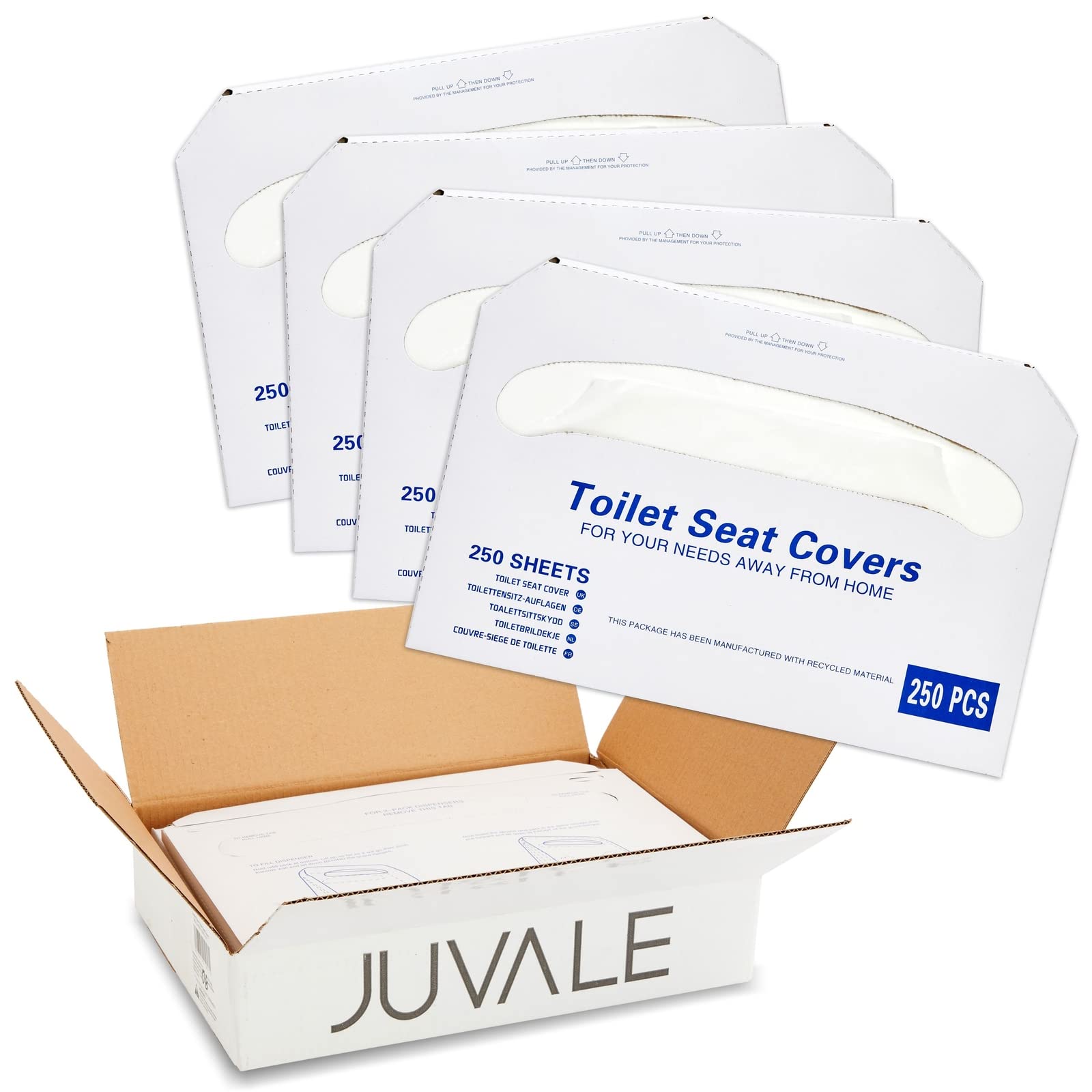 Disposable Toilet Seat Covers 4-Pack (250 Pcs) - Flushable for Travel & Home Use