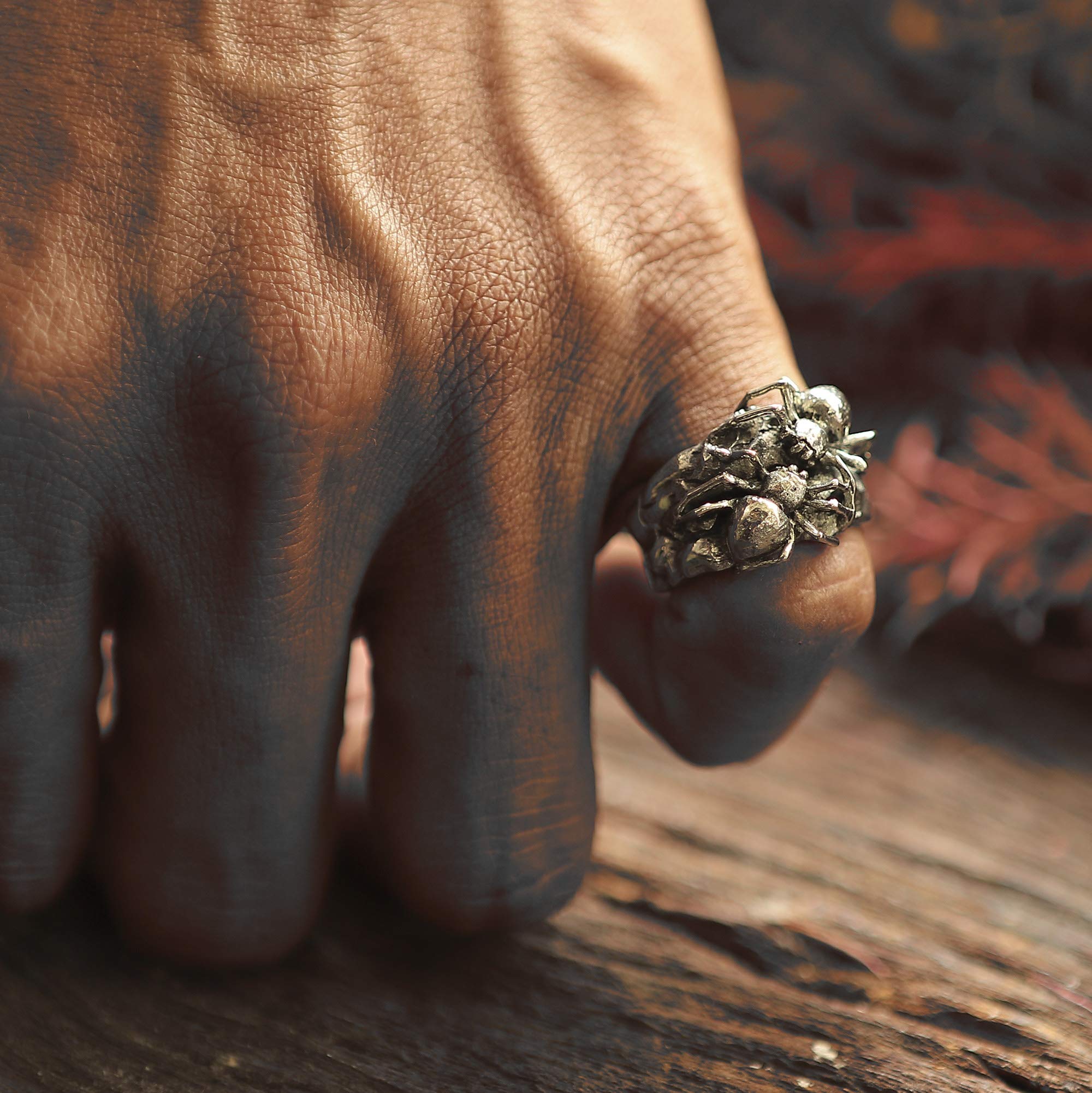 Gothic Spider Ring for Men & Women - 925 Sterling Silver Biker Witch Jewelry - Viking Skull Pagan Insect Ring - Perfect for Halloween, Gothic Fashion & Dark Aesthetic Outfits