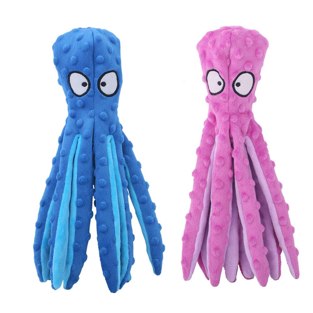 Oncpcare 2-Pack No Stuffing Octopus Squeaky Dog Toys - Durable Plush Chew Toys for Small, Medium & Large Dogs - Perfect for Playtime, Training & Teething Relief