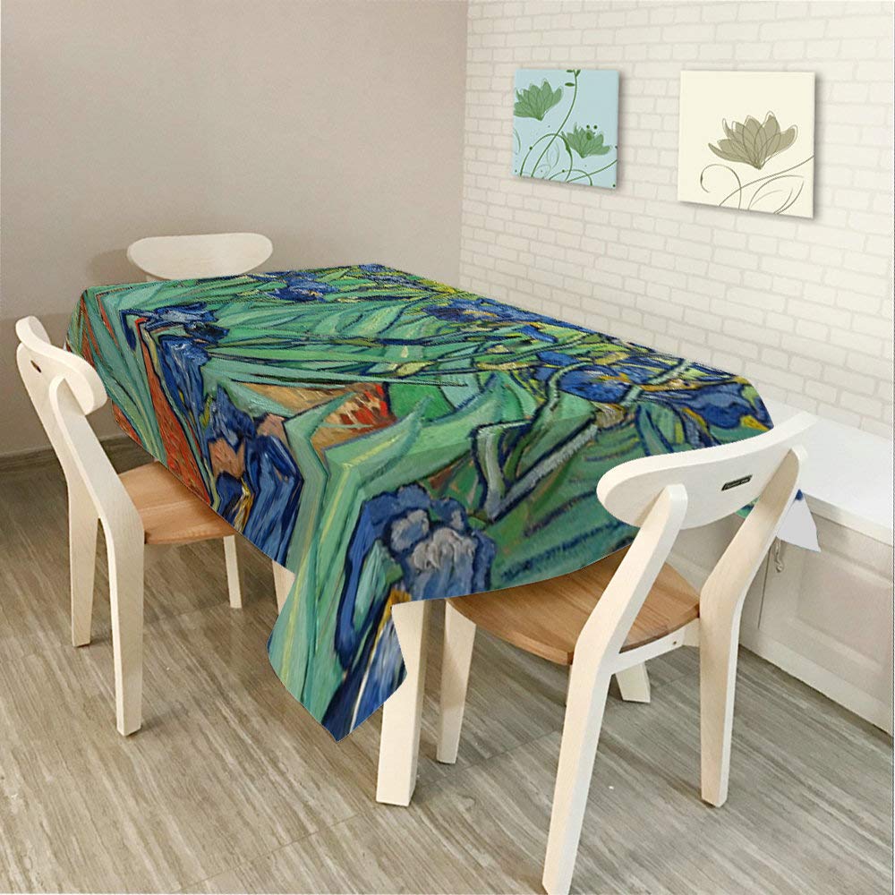 Vincent Van Gogh Irises Tablecloth - 60x104 Inch Decorative Rectangle Table Cover with Famous Art Painting - Waterproof Dining Tablecloth for Indoor/Outdoor Use - Perfect for Parties, BBQ, Picnic & Coffee Table Decor