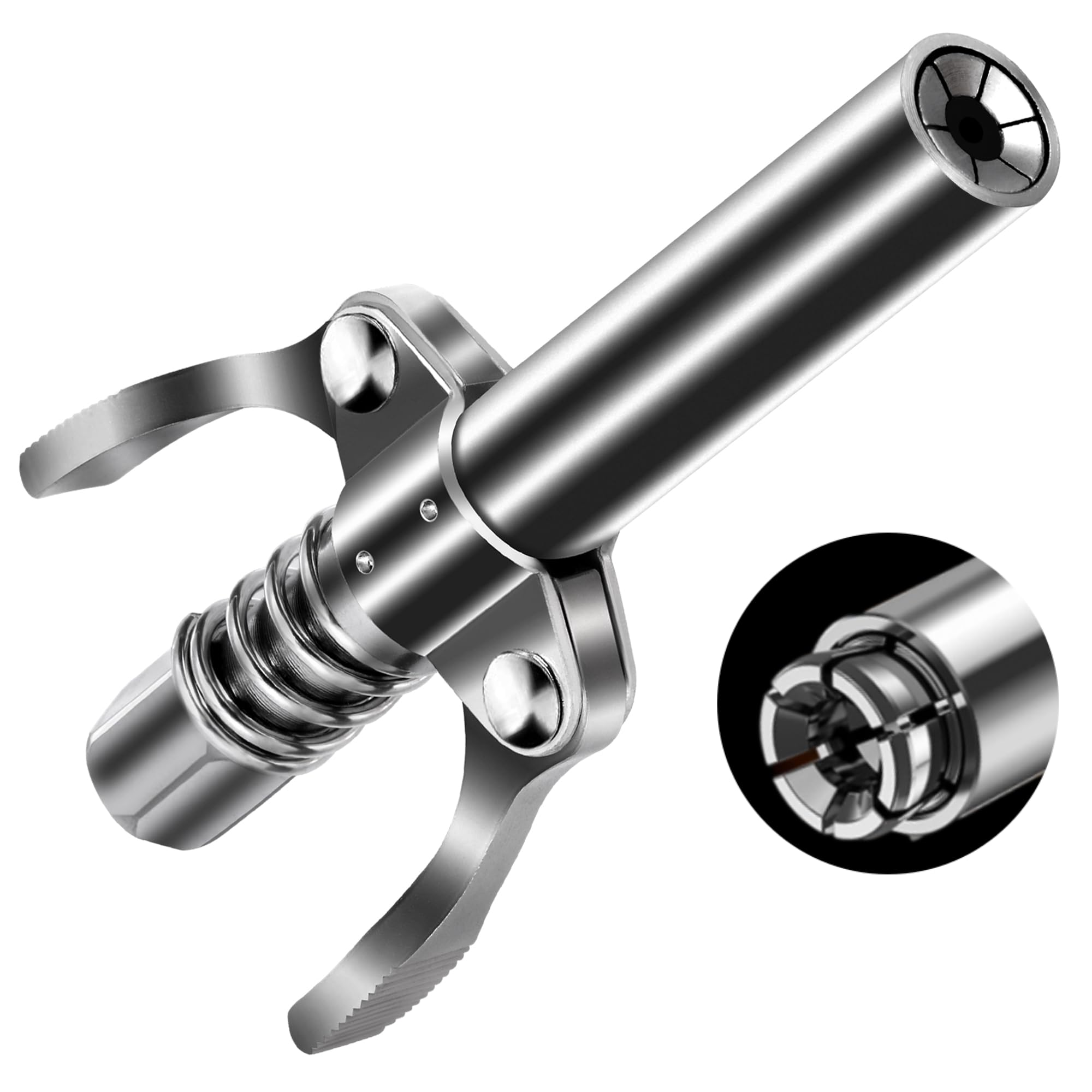 Heavy-Duty Grease Gun Coupler - 6-Jaw Secure Lock for Zerk Fittings, 10000 PSI Leak-Proof Quick Release Design, Universal 1/8
