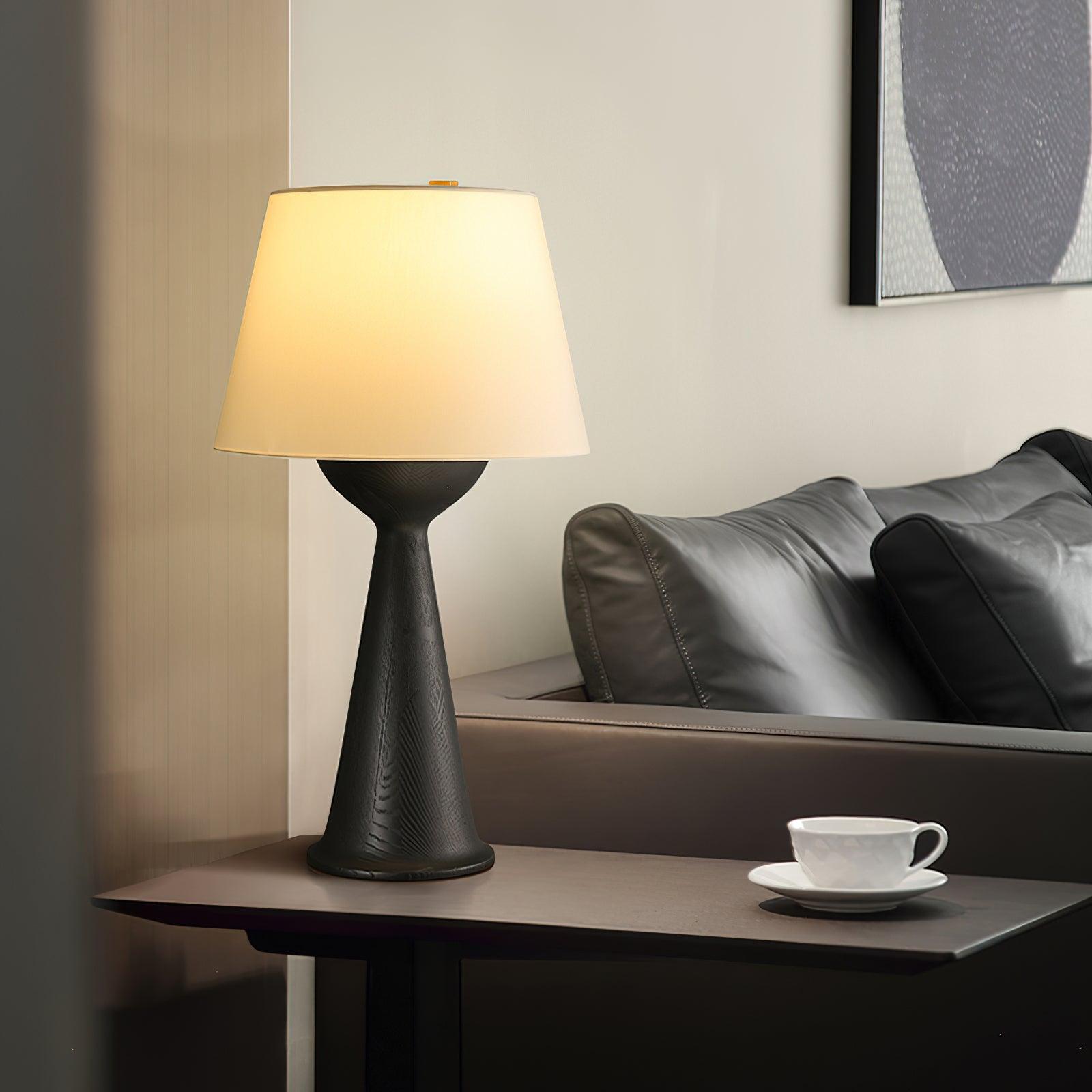 Elegant Hourglass Wood Table Lamp - Modern Bedside & Living Room Lighting for Home Decor