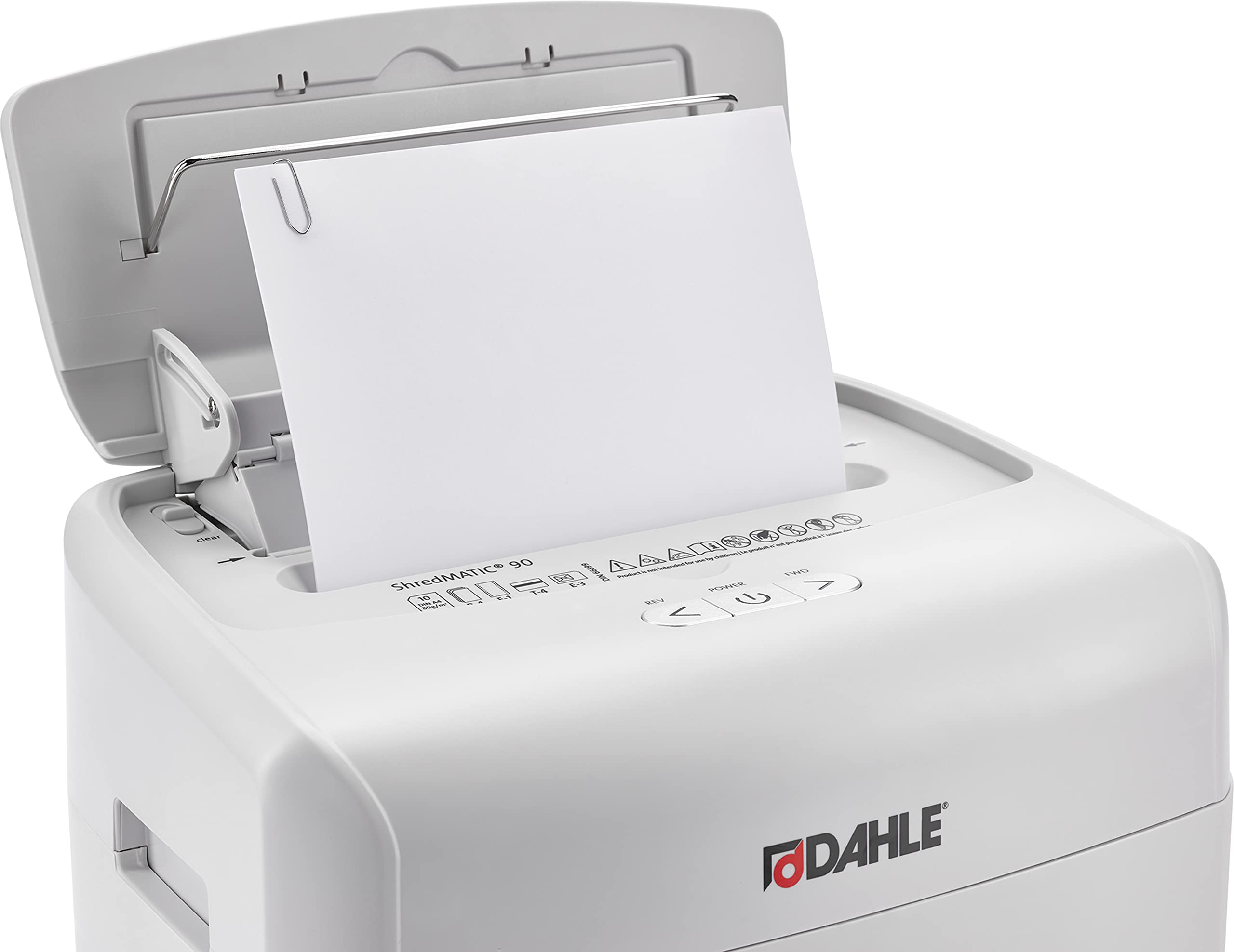 Dahle ShredMATIC SM 90 Auto-Feed Cross Cut Paper Shredder - 90 Sheet Capacity, German Engineered, Jam Protection, Oil-Free, SmartPower, P-4 Security - Shreds Staples, Paper Clips & Credit Cards - Perfect for Office, Home & Small Business Document Security
