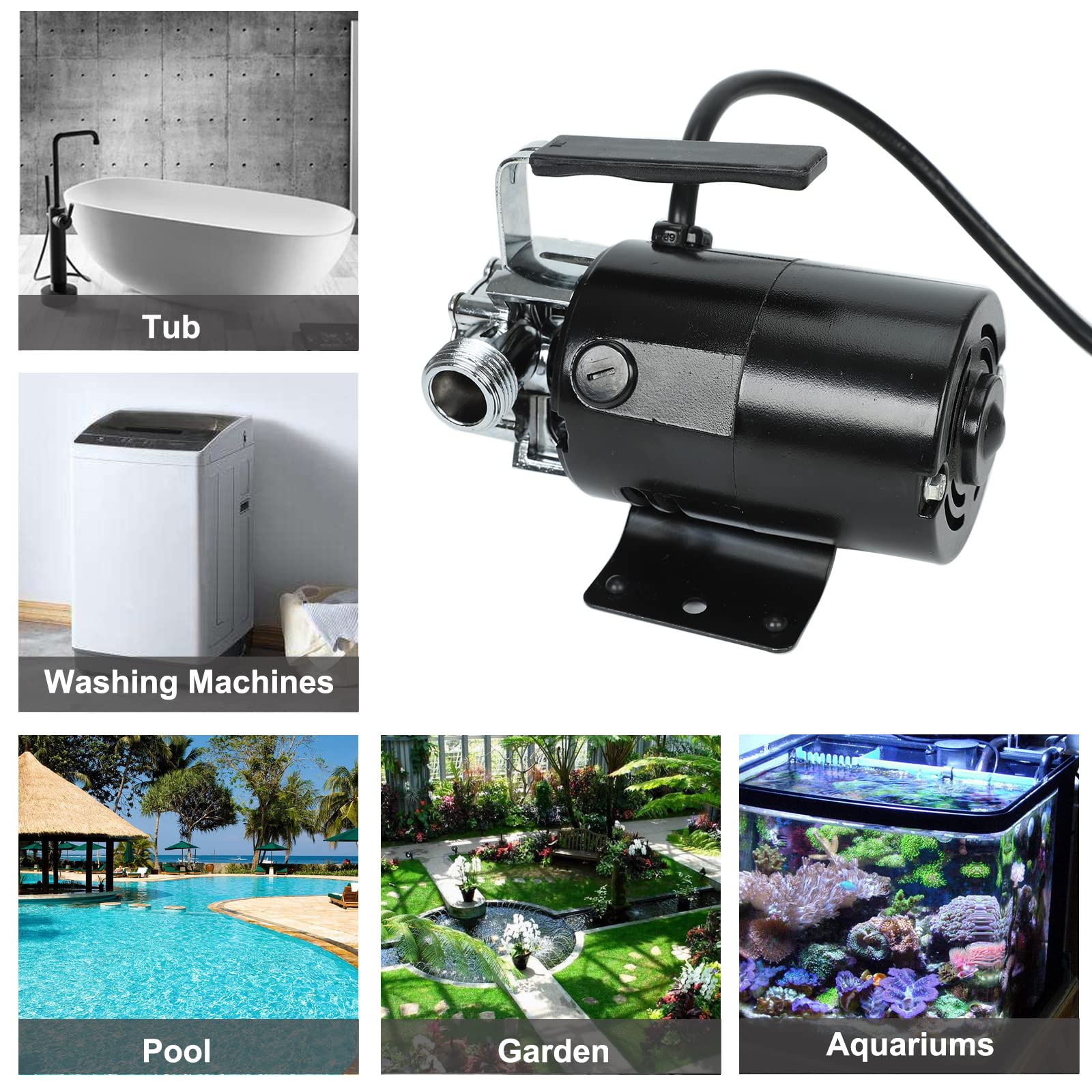 330 GPH 120V Water Transfer Utility Pump with 6' Hose, Suction Strainer & Impeller Kit - for Aquariums, Home, Clogged Sinks, Garden, Pool Water Removal & Emergency Flooding