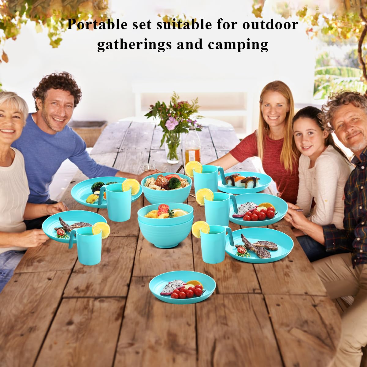 Kyraton 32-Piece Unbreakable Dinnerware Set for 8 - Microwave & Dishwasher Safe for Outdoor & Camping