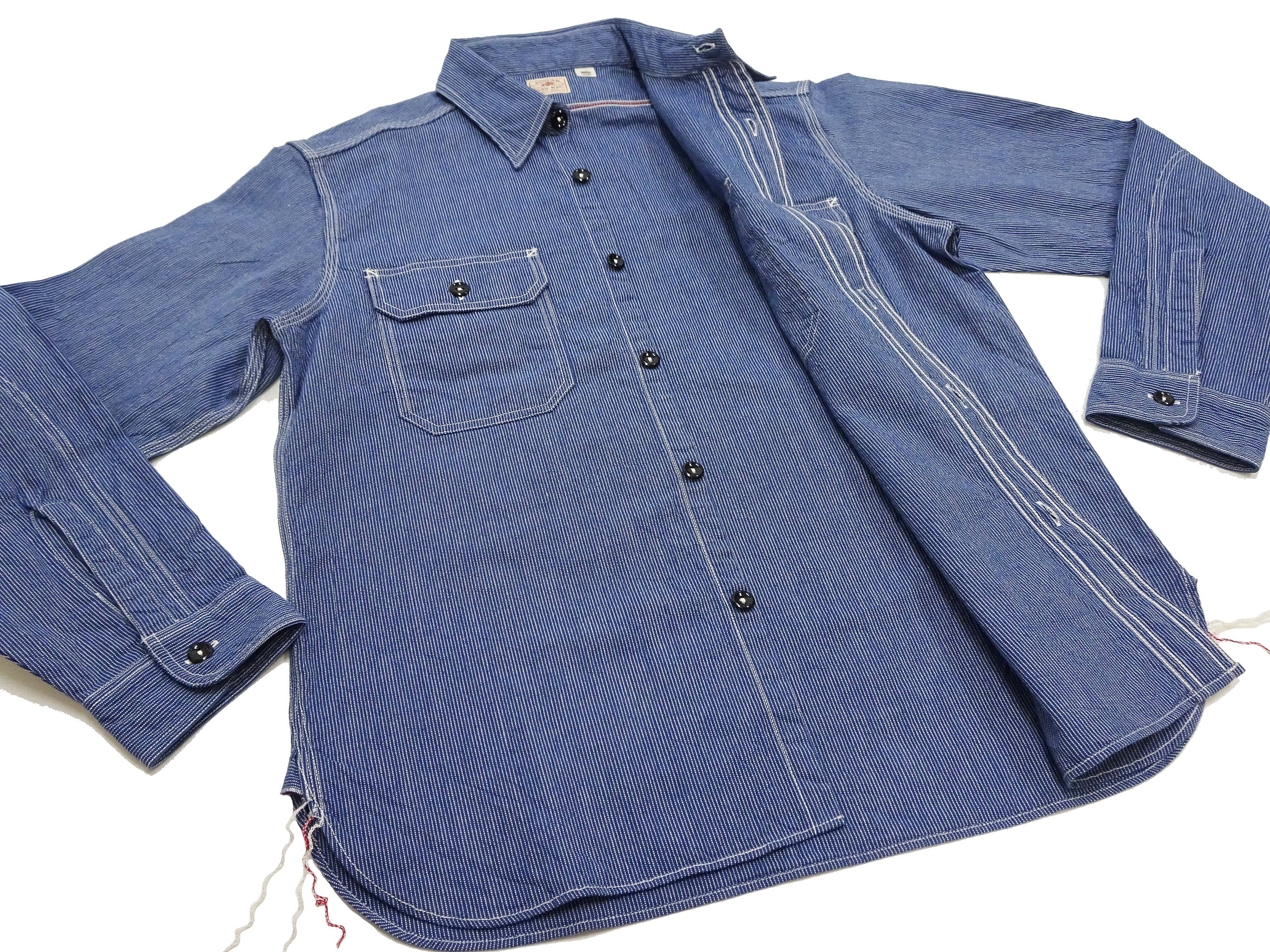 Men's Casual Long Sleeve Button-Up Shirt - Sugar Cane Work Shirt with Vertical Hairline Stripe Pattern, Denim & Corduroy Style (SC25511-128 Navy Blue) - Perfect for Workwear, Outdoor Activities & Everyday Fashion