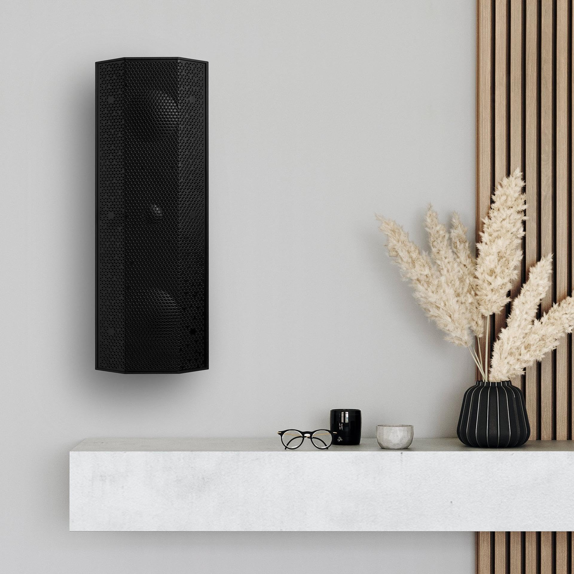 Lithe Audio iO1 Passive Speakers - Indoor & Outdoor, IP66 Waterproof, Works with Any Amplifier, 6 Mounting Options (Pair, Black) | Perfect for Garden Sound Systems, Patio Entertainment & Open Plan Living Spaces
