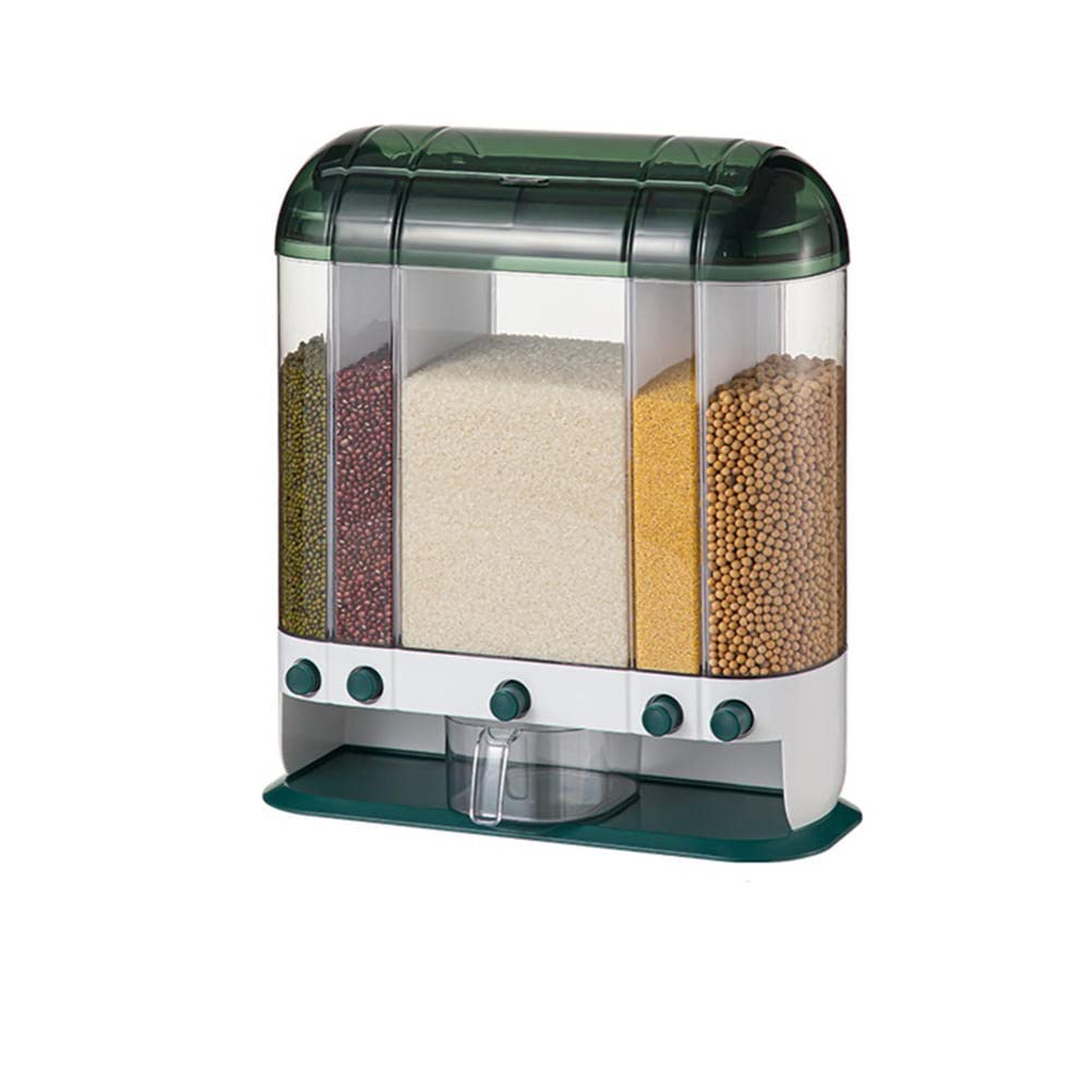 6-Grid Rotatable Rice Bucket - Airtight Grain Storage Container for Kitchen, Dry Food Dispenser & Multigrain Flour Jar - Perfect for Rice, Cereal, Pasta, Beans & Baking Ingredients Storage (Great for Meal Prep & Pantry Organization)