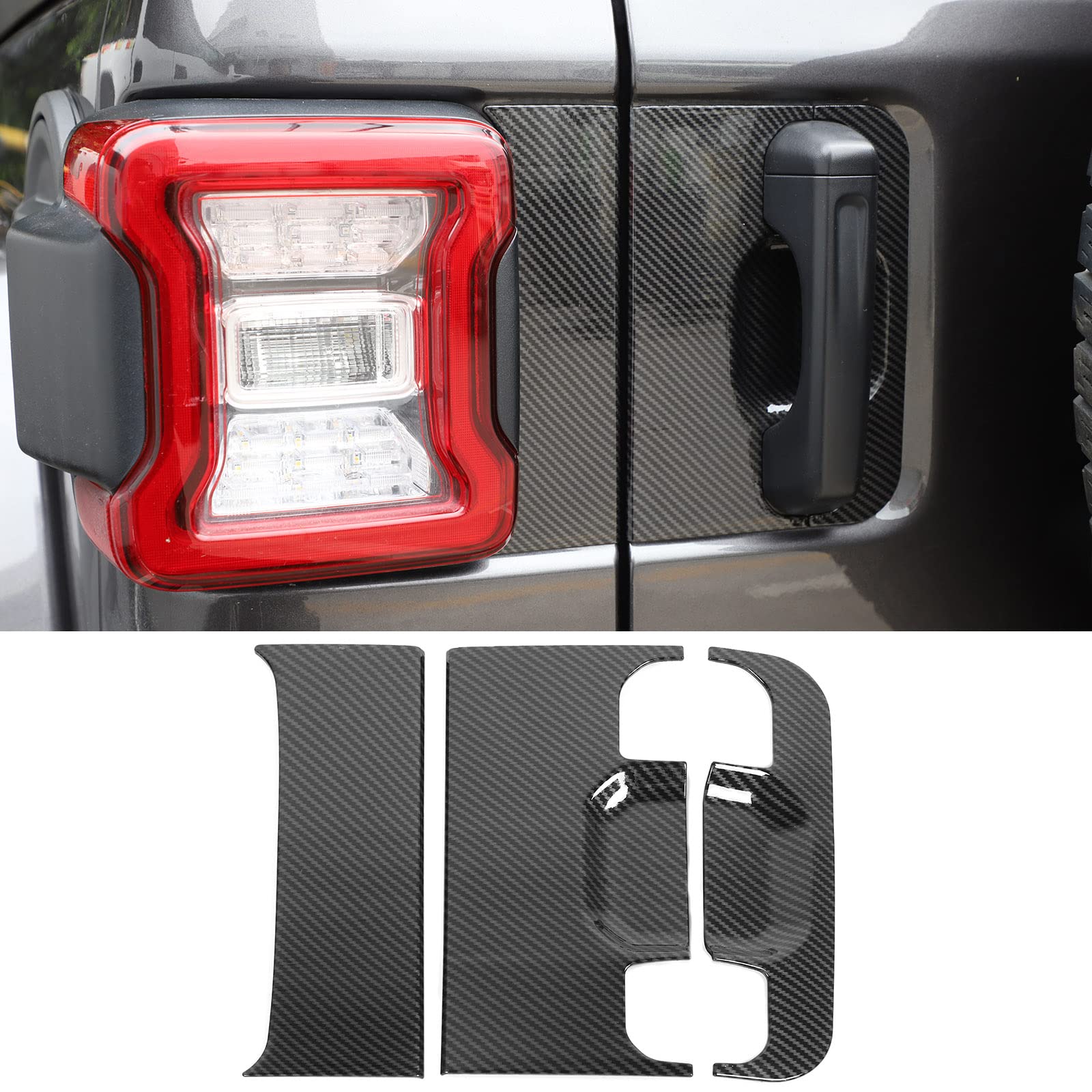 Premium Carbon Fiber Tailgate Handle Panel Trim Cover for 2018-2025 Jeep Wrangler JL JLU & Gladiator JT - Durable Exterior Accessories Upgrade for Off-Road & Daily Driving