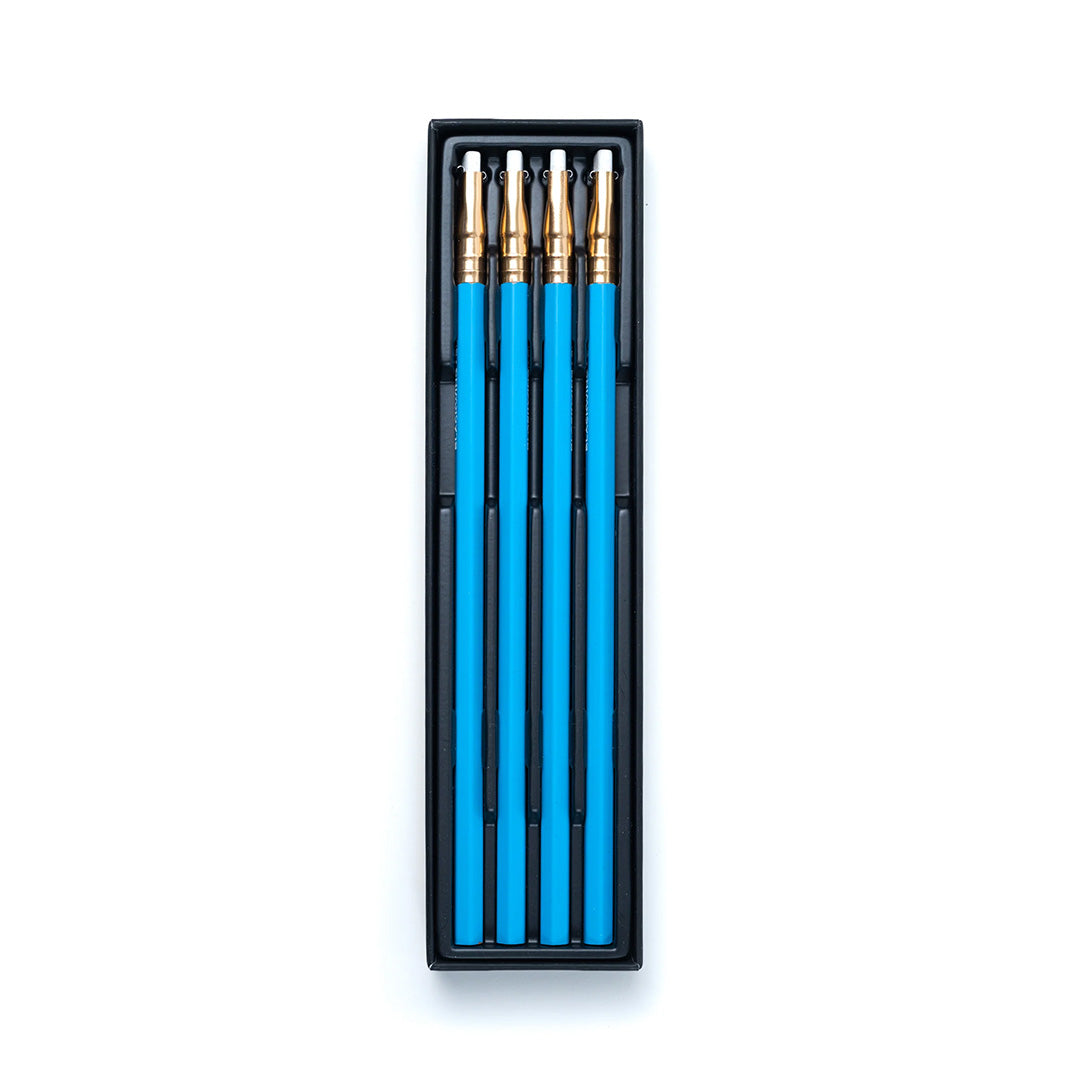 Premium Blackwing Blue Pencils - Set of 4 - Smooth Writing & Drawing - Perfect for Artists, Writers & Professionals - Office, School & Studio Use