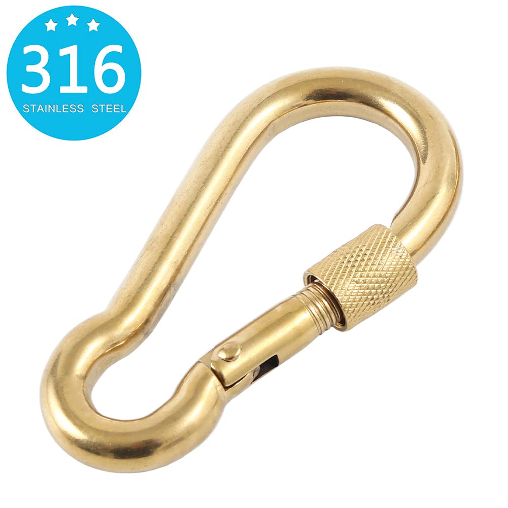 Heavy Duty PROND Locking Carabiners - 316 Stainless Steel Screw Gate Carabiner Hooks for Climbing, Hiking, Camping & Outdoor Gear Safety