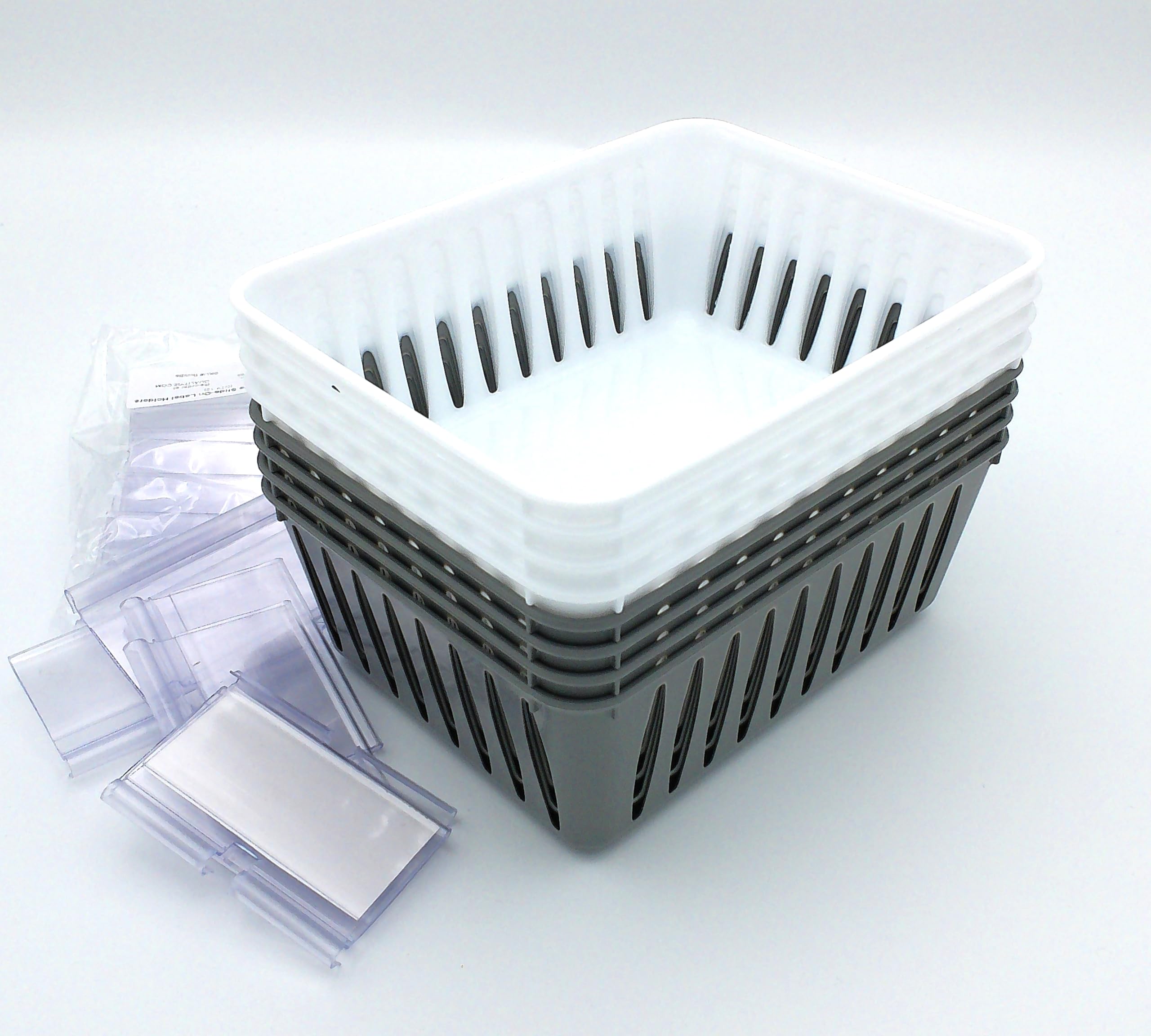 8 Pack Grey & White Storage Baskets (6.25