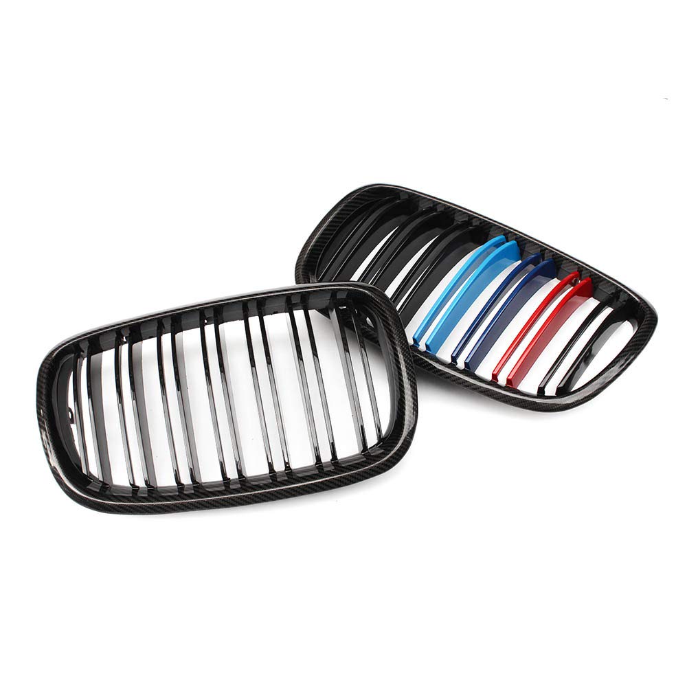 2007-2013 BMW X5 X6 E70 E71 SUV Carbon Fiber Front Kidney Grille - Double Line Design for Enhanced Style & Performance | Perfect for Car Upgrades & Showroom Display