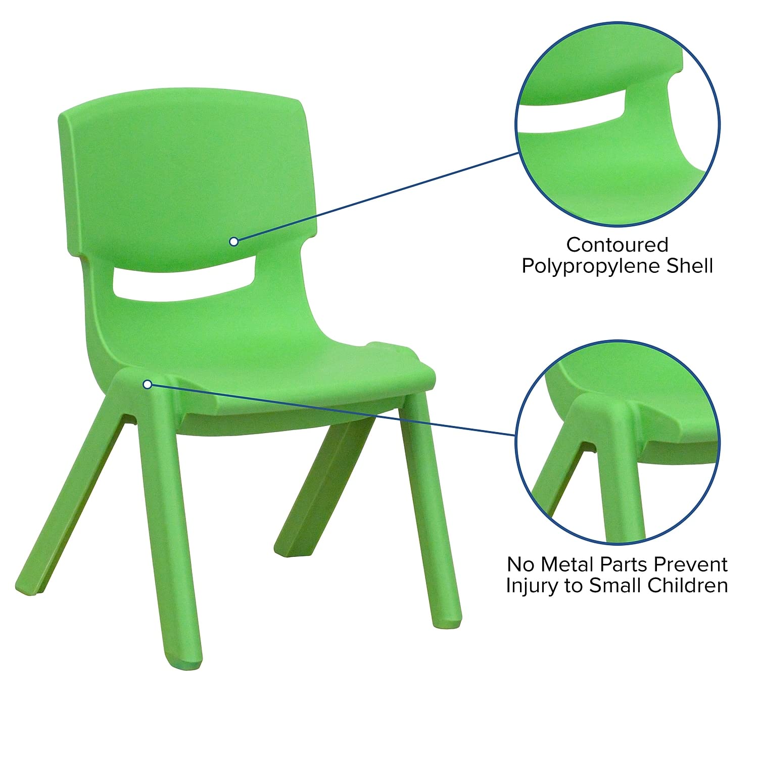 Flash Furniture Whitney 10-Pack Green Plastic Stackable School Chairs - 10.5 Inch Seat Height - Durable Classroom, Cafeteria & Event Seating for Kids & Adults