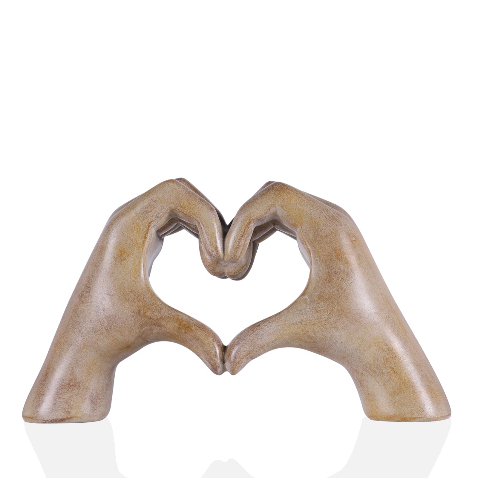 Wooden Heart Hand Sculpture - Home Decor for Shelf & Table - Perfect Gift for Women & Mom