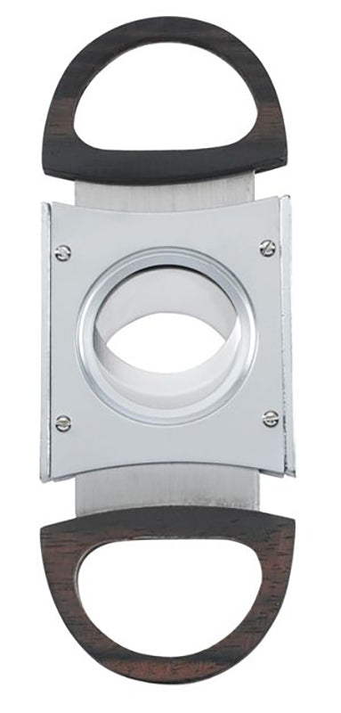 Premium Raleigh Satin Chrome Woodgrain Guillotine Cigar Cutter - Sharp Stainless Steel Blade for Perfect Cuts - Ideal for Cigars, Cigarillos & Special Occasions