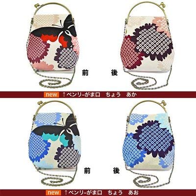 Inokichi Benley Gamaguchi 2-Way Shoulder Bag - Japanese Yukata & Kimono Style with Modern Pattern (Palm/Syuro Design) - Red & Black Color Options - Perfect for Japanese Festivals, Cosplay, and Traditional Events