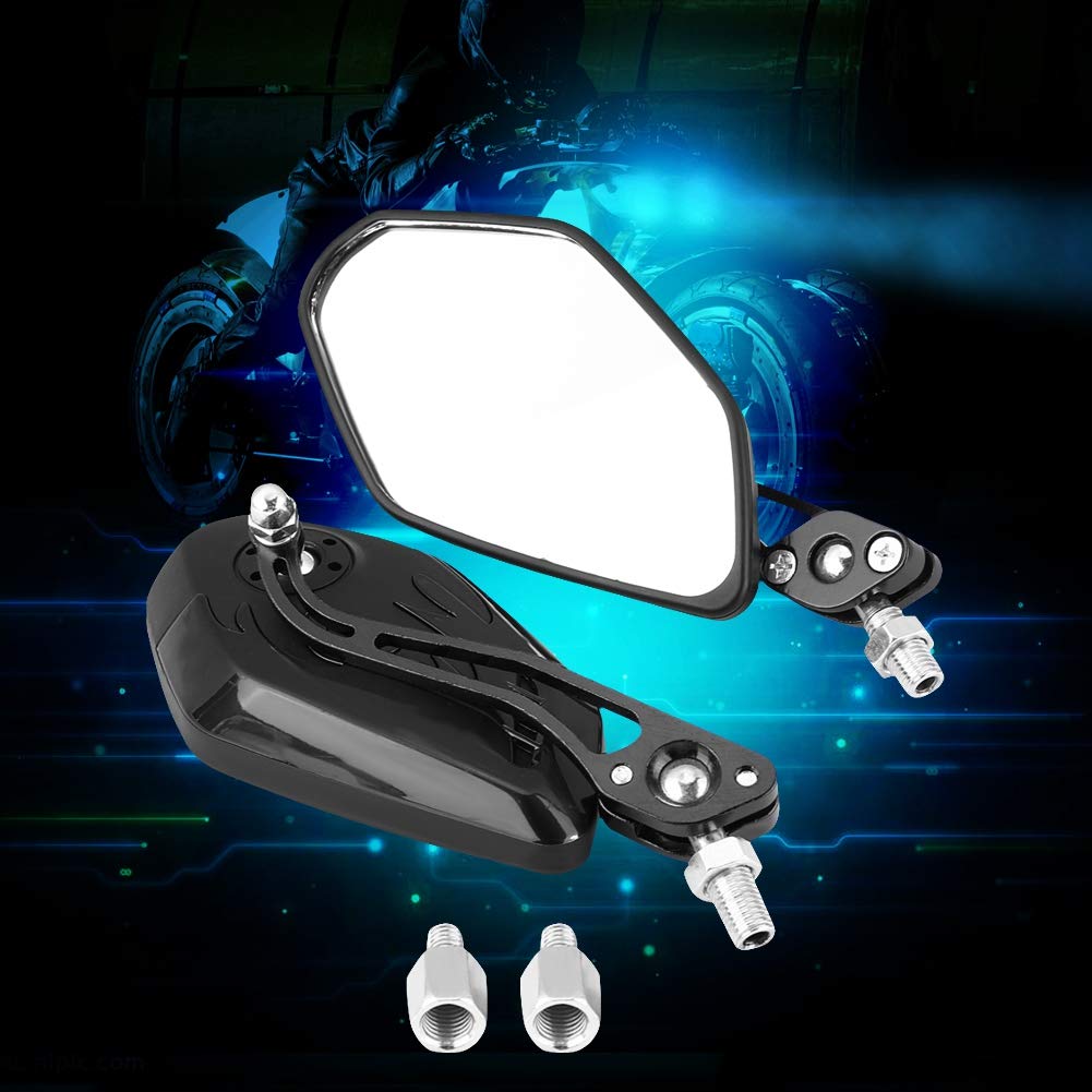 Universal 8mm 1mm Aluminum Alloy Motorcycle Rear View Mirrors - 1 Pair Flame Pattern Side Mirrors for Scooters & Bikes (Carbon Fiber Black) - Enhanced Safety & Style for Urban Commuting & Road Trips