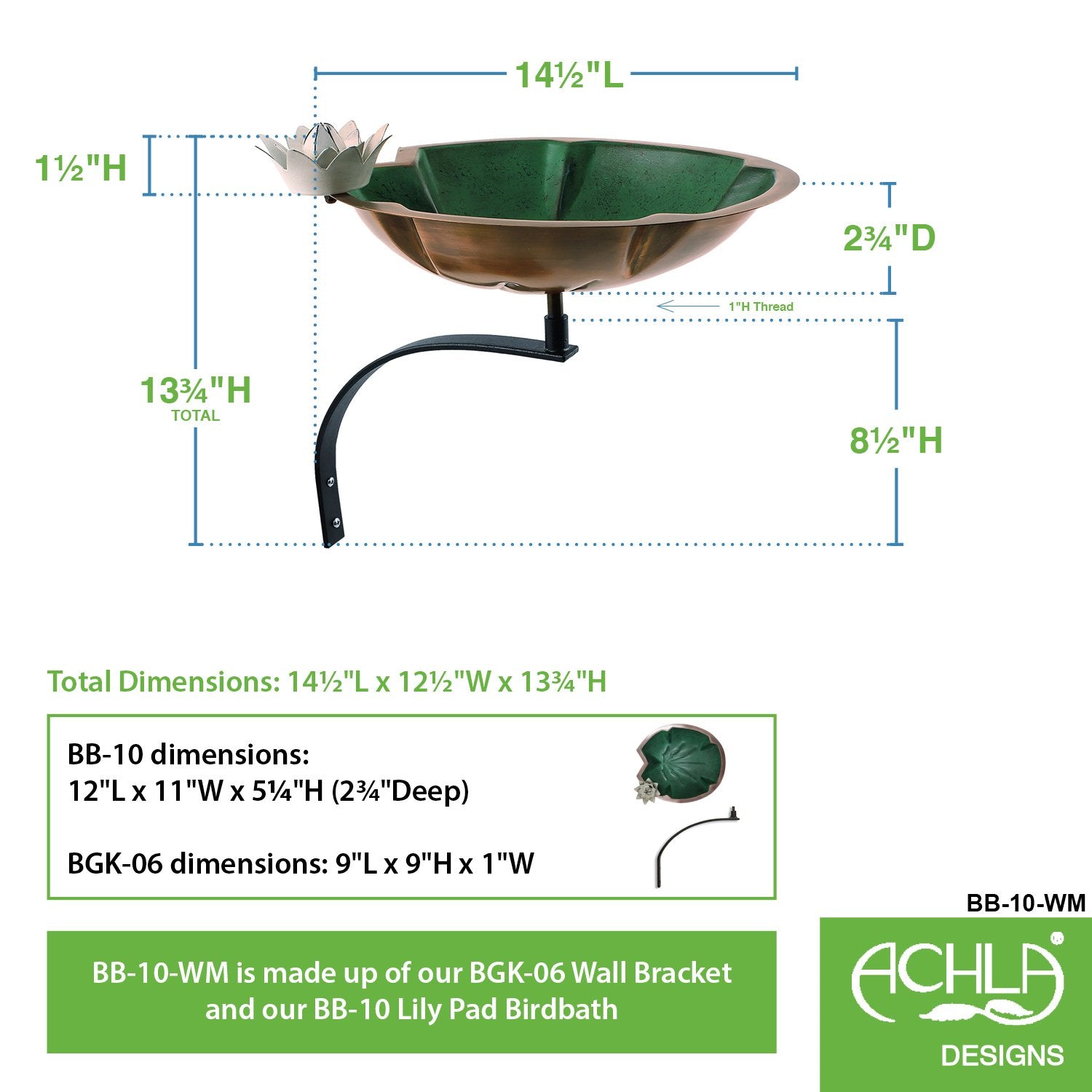 Lilypad Birdbath - Decorative Garden Bird Bath with Natural Leaf Design for Outdoor Bird Watching & Garden Decor
