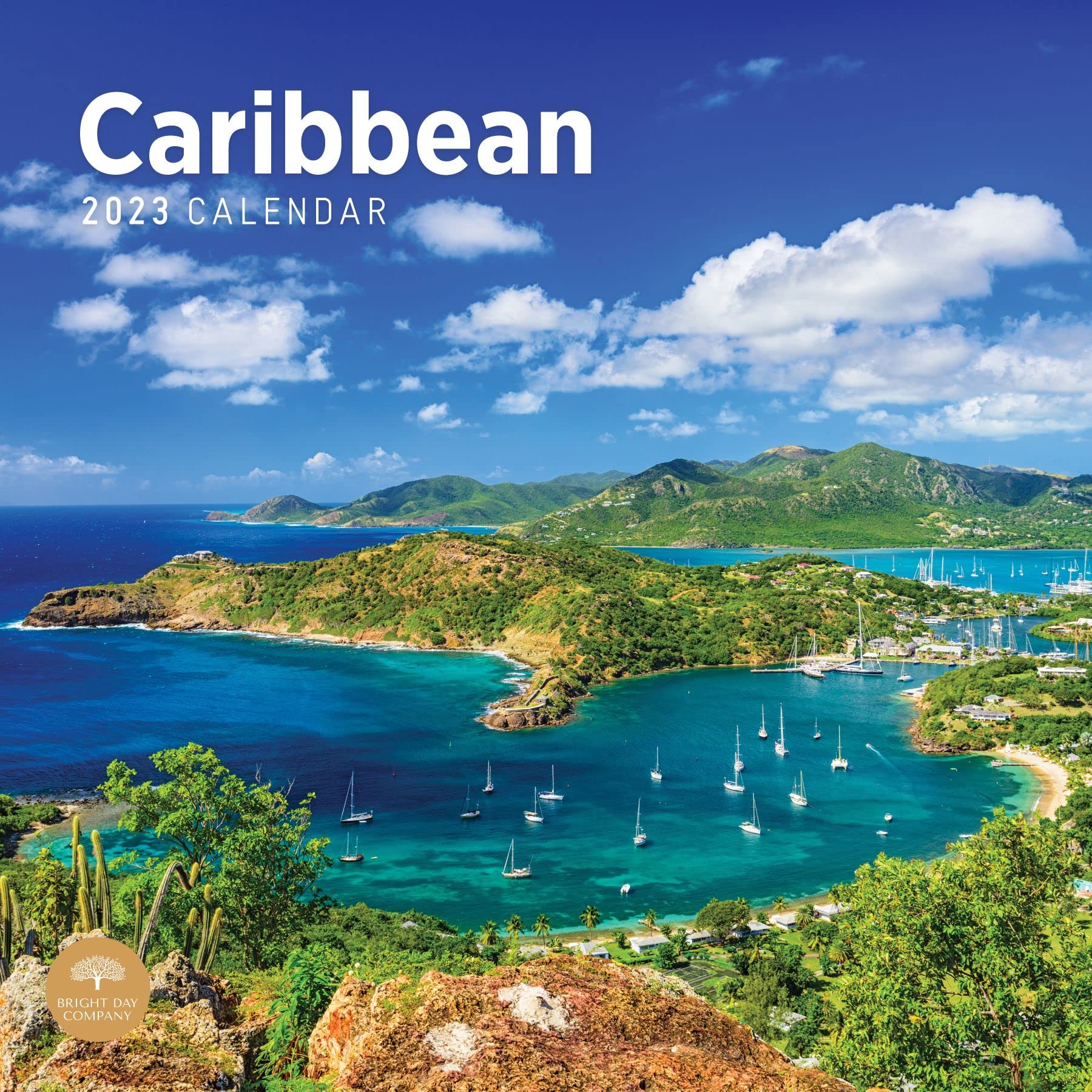 2023 Caribbean Wall Calendar by Bright Day - 12x12 Inch Large Monthly Planner with Tropical Beach Scenes - Perfect for Home, Office & Gift Giving