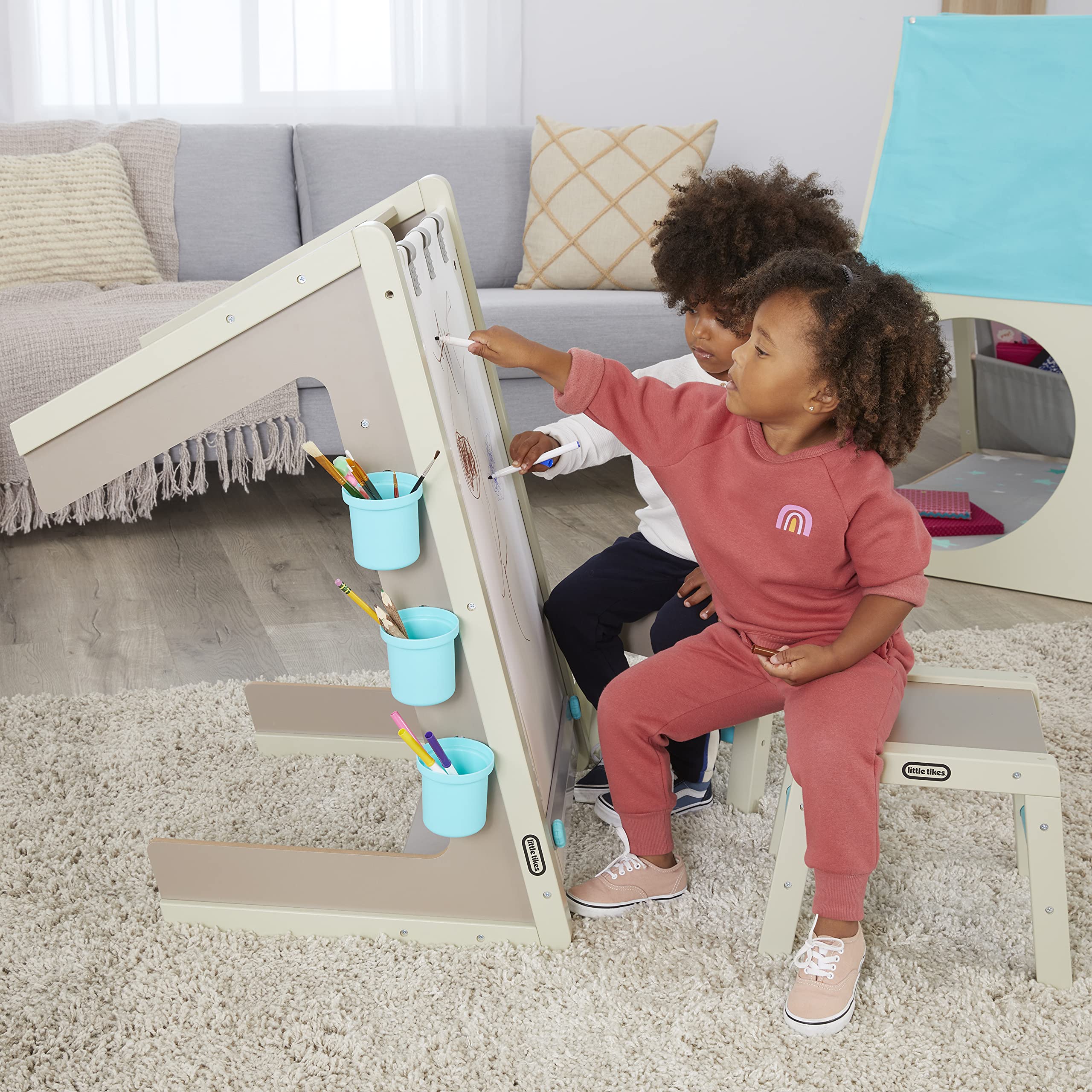 Little Tikes 2-in-1 Easel and Table - Kids Art Studio Activity Center for Boys & Girls Ages 3-8 | Perfect for Drawing, Painting & Creative Play at Home or School