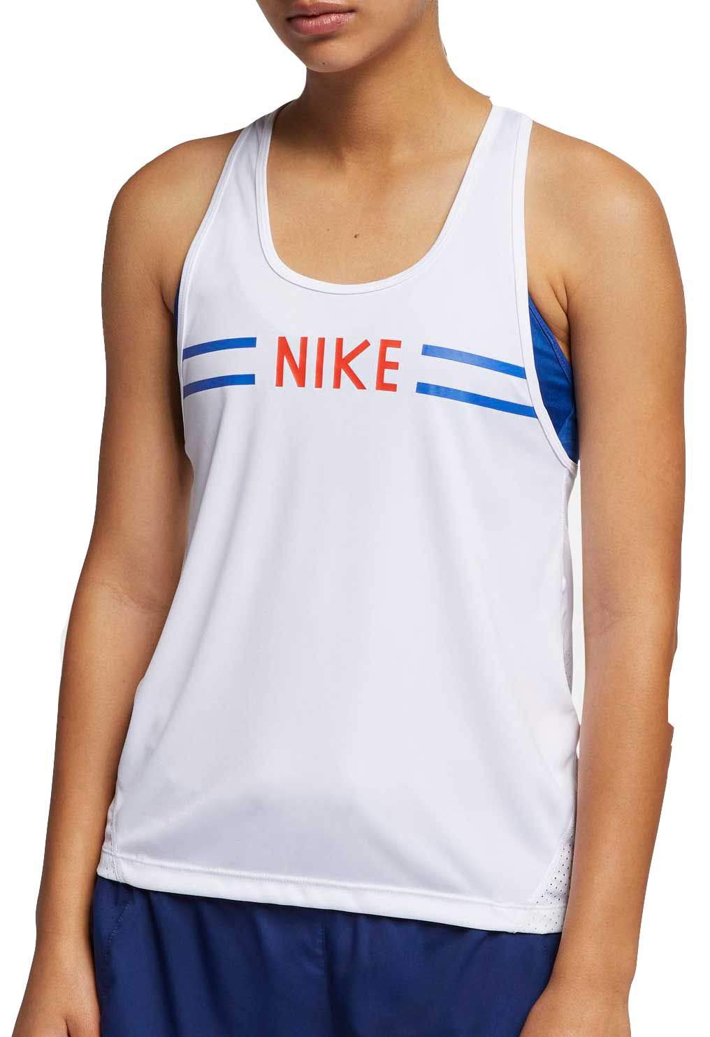 Nike Women's Miler Running Tank Top - Breathable Fitness Shirt for Workouts & Gym - White (Size L) | Perfect for Running, Yoga & Active Lifestyle