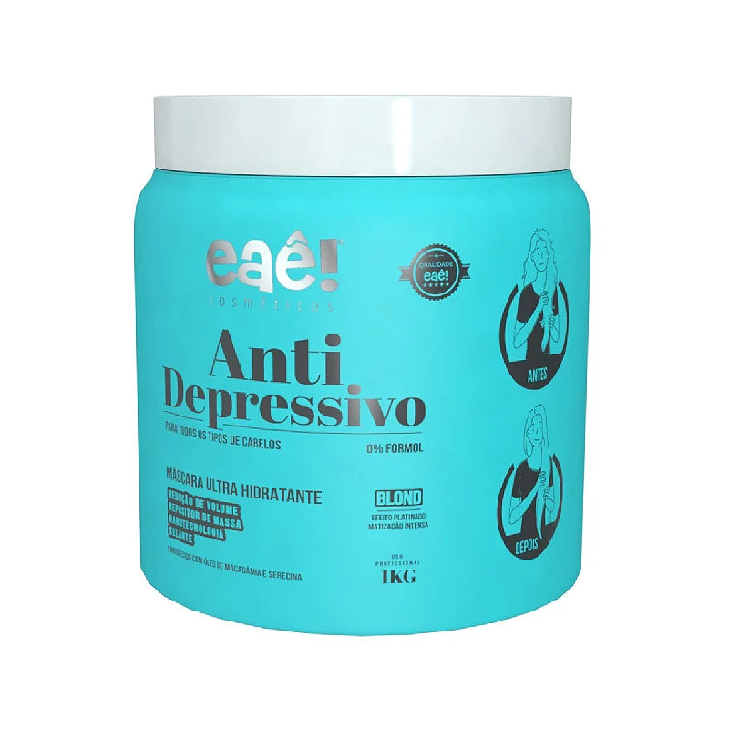 Eaê Cosmetics Anti-Depress Blonde Hair Mask 1Kg / 35.27 fl oz - Deep Conditioning Treatment for Damaged & Bleached Hair - Salon Quality Hair Care for Blondes