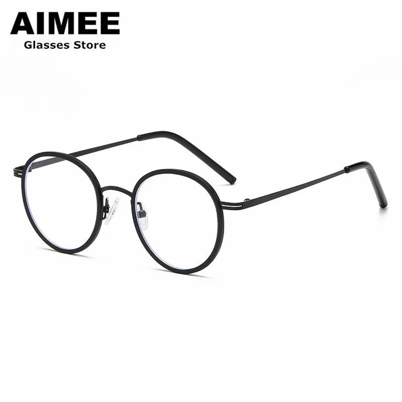 Aimee Unisex Full Rim Round Titanium Acetate Eyeglasses 6007 - Lightweight Durable Frame for Men & Women - Perfect for Reading, Working & Everyday Wear
