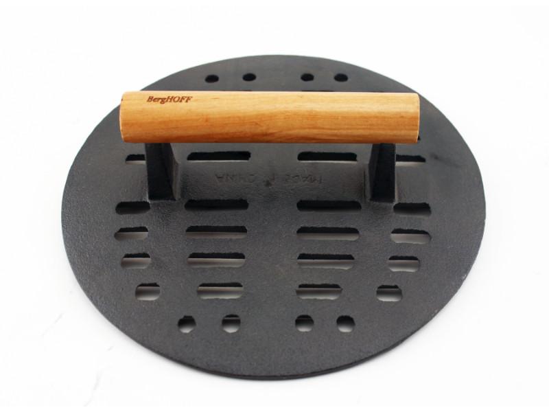 BergHOFF Neo Cast Iron Slotted Steak Press 9 Inch - Heavy Duty Grill Weight for Perfect Grill Marks - Ideal for BBQ, Steak, Burgers & Panini Cooking