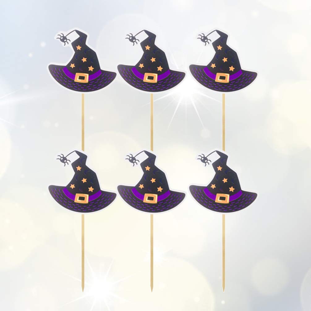 24-Piece Halloween Cupcake Toppers Set - Witch Hat Cake Decorations for Halloween Party Supplies | Perfect for Cupcakes, Cakes & Dessert Table Displays