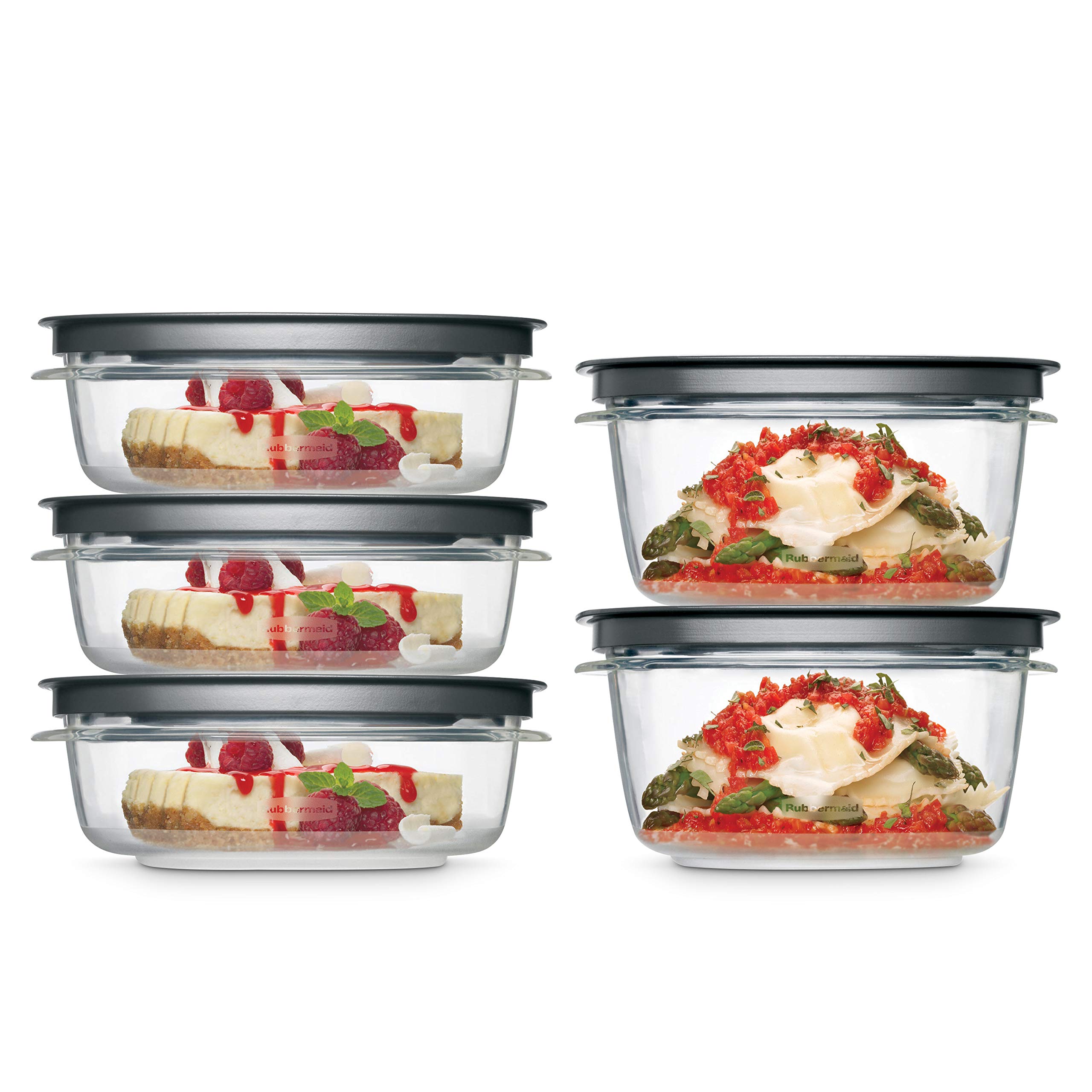 Rubbermaid Premier 10-Piece Food Storage Containers Set | Airtight & Leakproof | BPA-Free Plastic | Perfect for Meal Prep, Leftovers & Pantry Organization (Grey)