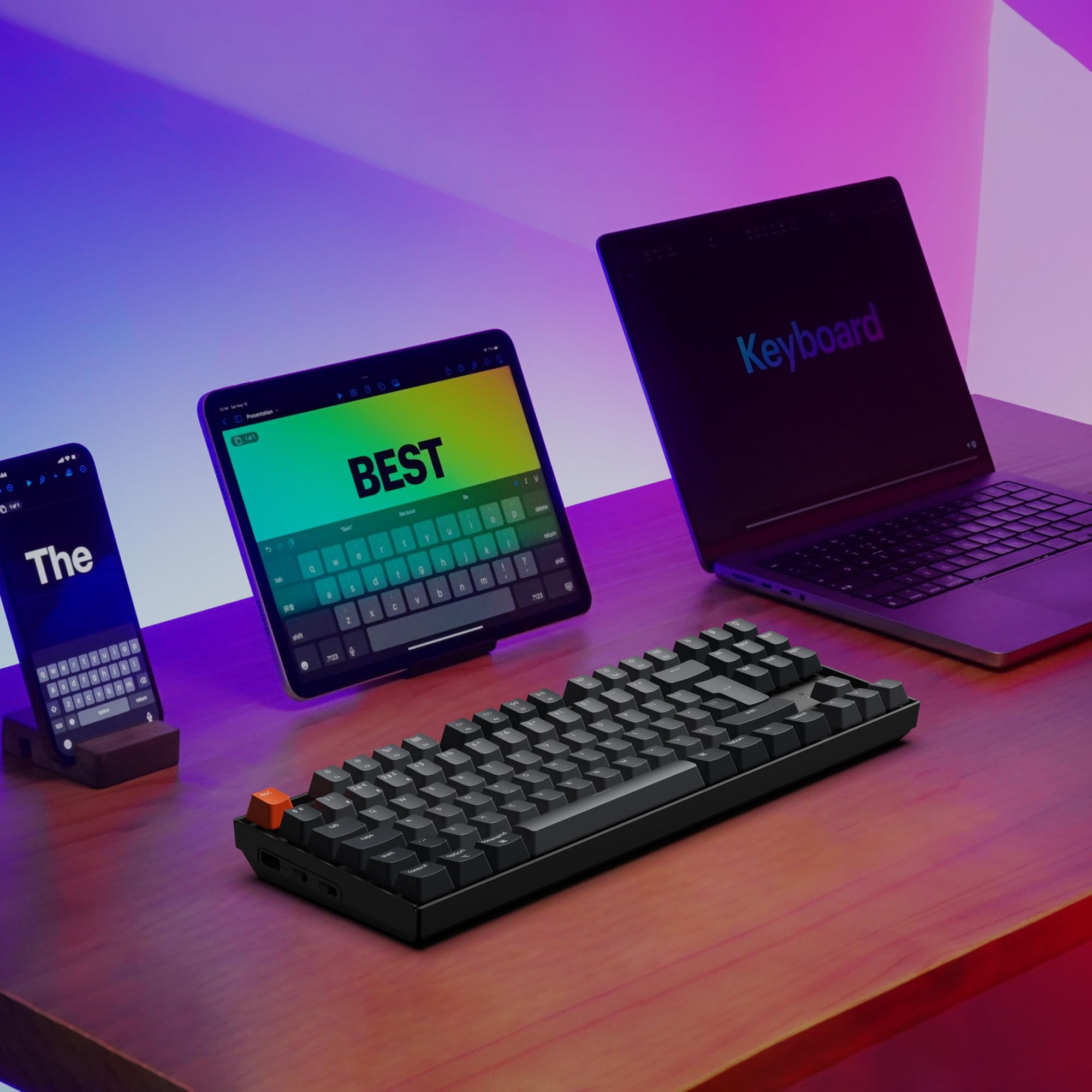 Keychron K8 Wireless Mechanical Keyboard - ISO-UK Layout, Tenkeyless Design, Bluetooth & Wired Connectivity, White Backlight, Gateron G Pro Brown Switches, Compatible with Windows & Mac - Perfect for Gaming, Office Work & Programming