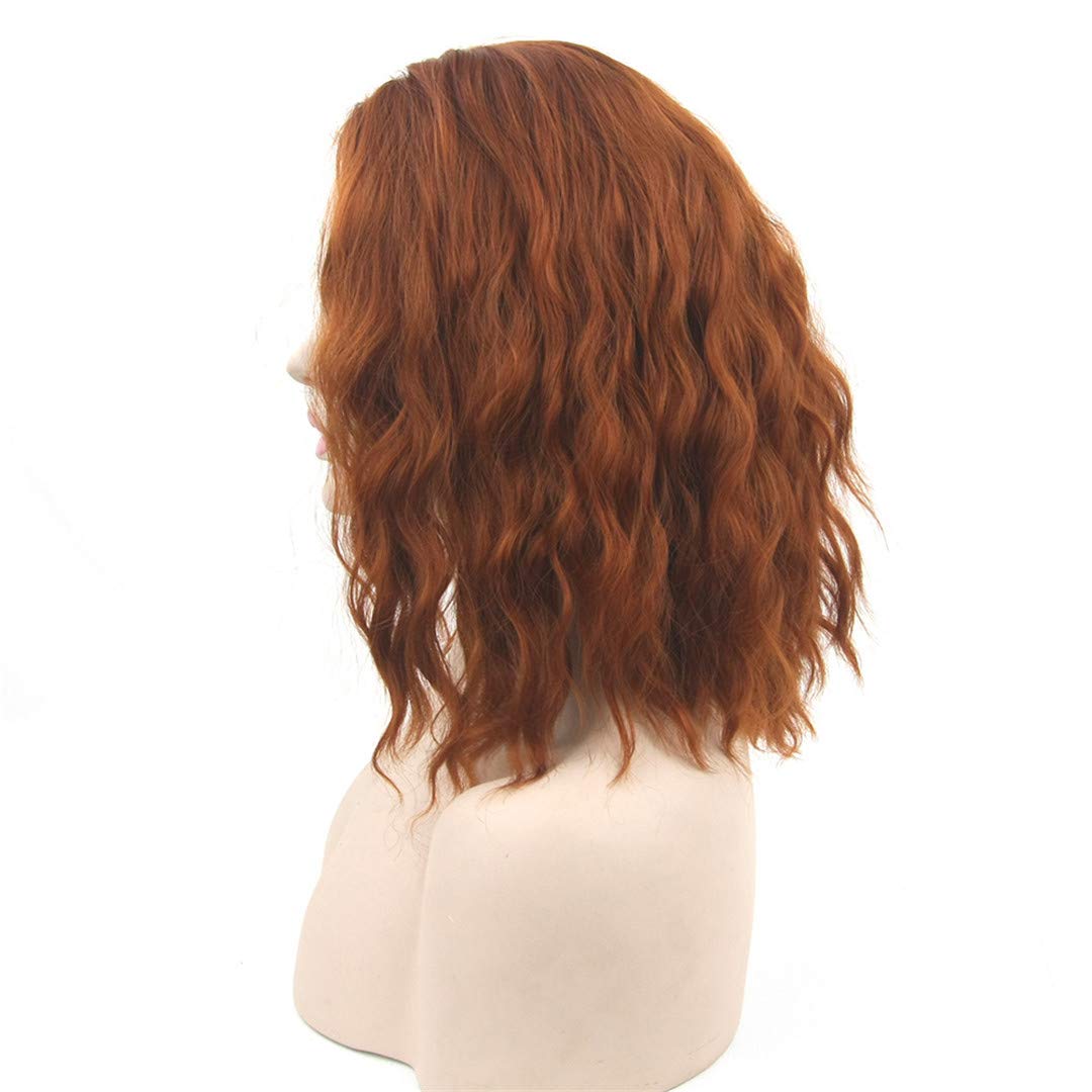 14 Inch Orange Red Synthetic Afro Curly Wig with Middle Part Fringe - Perfect for Cosplay, Halloween Costumes & Party Wigs